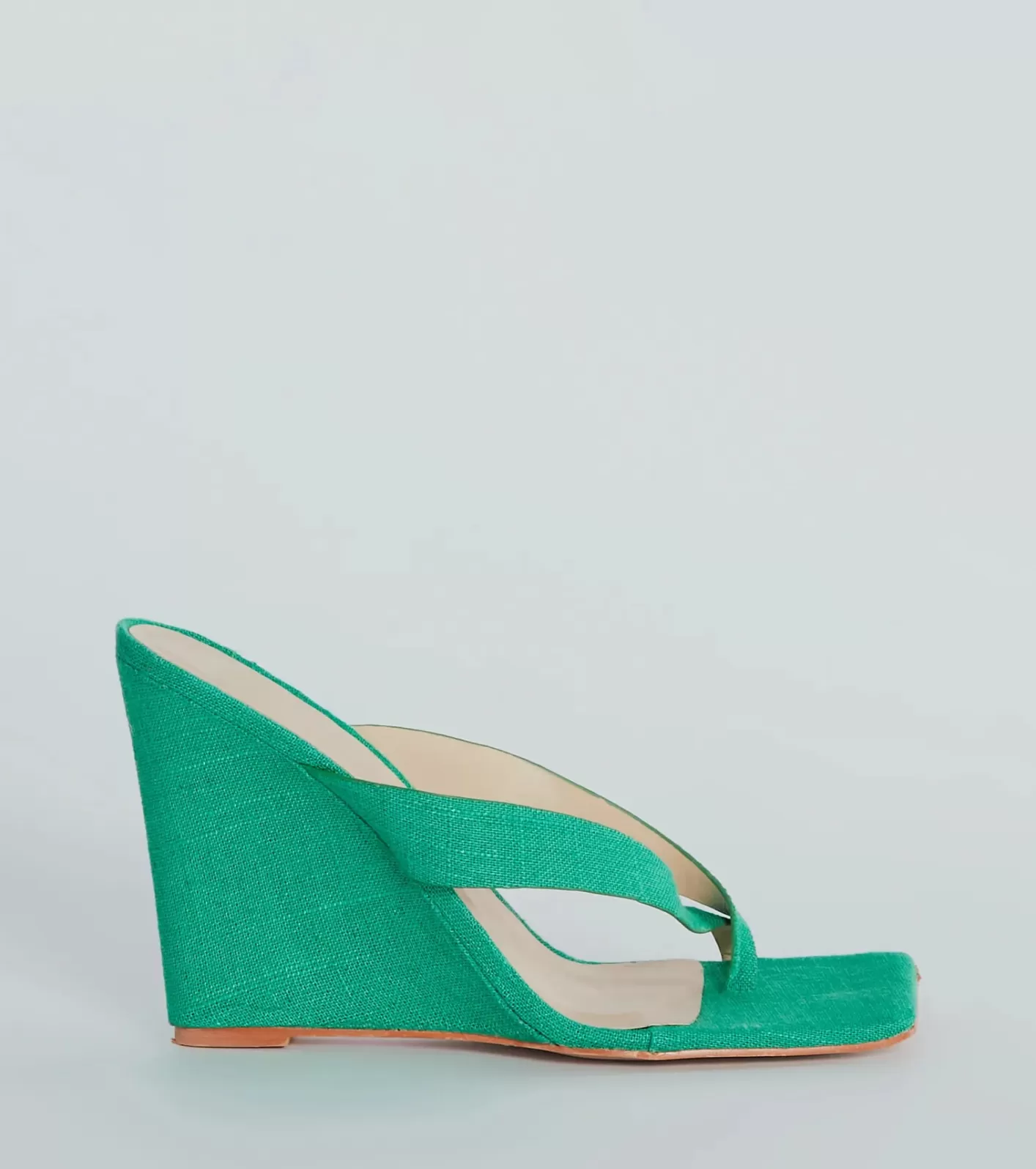 Windsor Summer Muse Linen Thong Wedges GREEN Discount