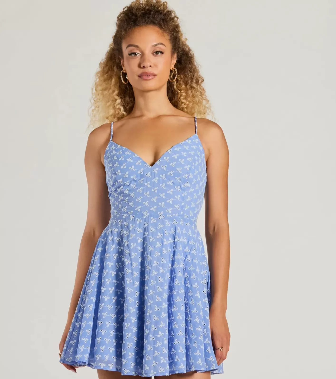 Windsor Sway With Me Eyelet Lace Skater Dress BLUE Clearance