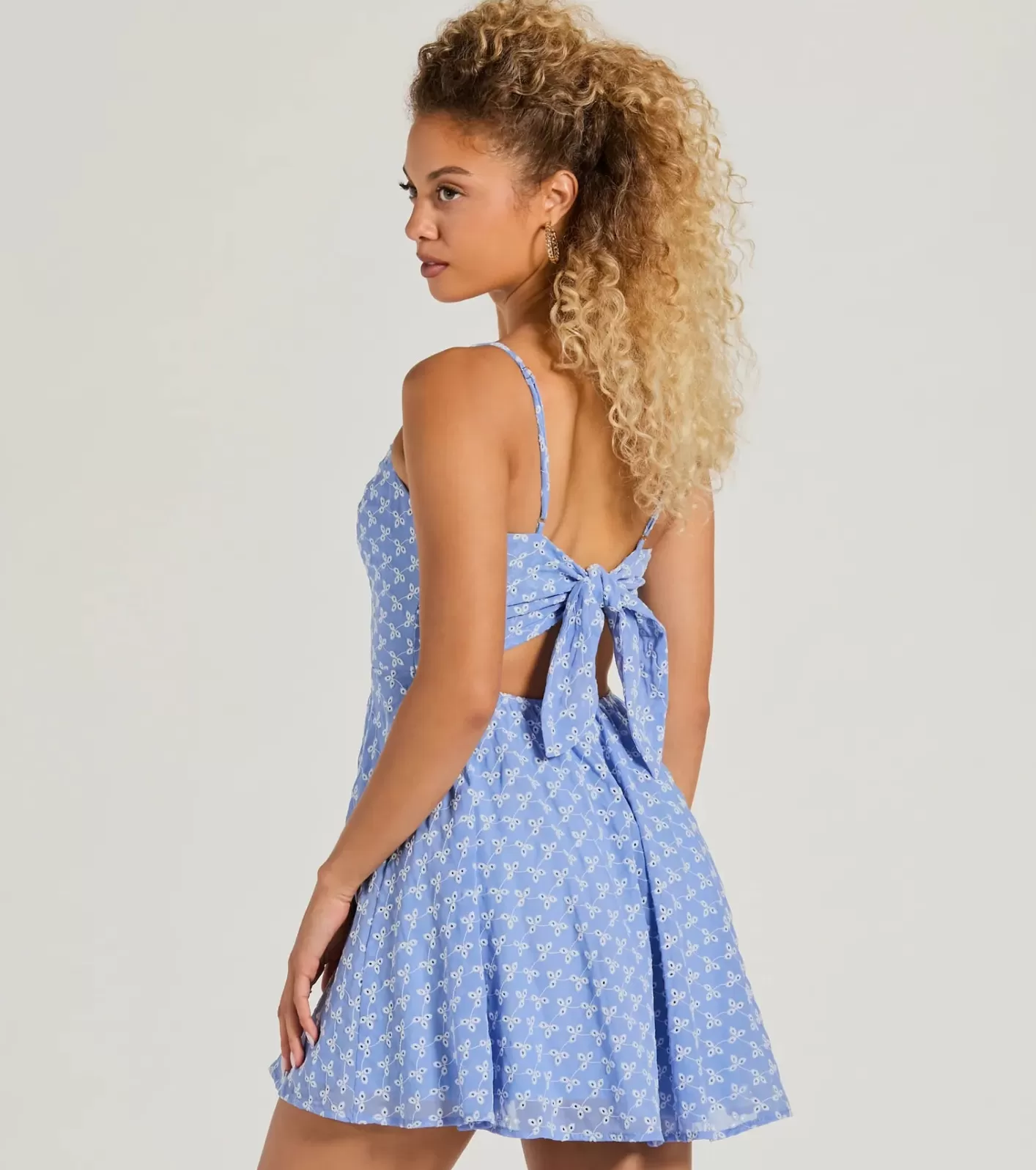 Windsor Sway With Me Eyelet Lace Skater Dress BLUE Clearance