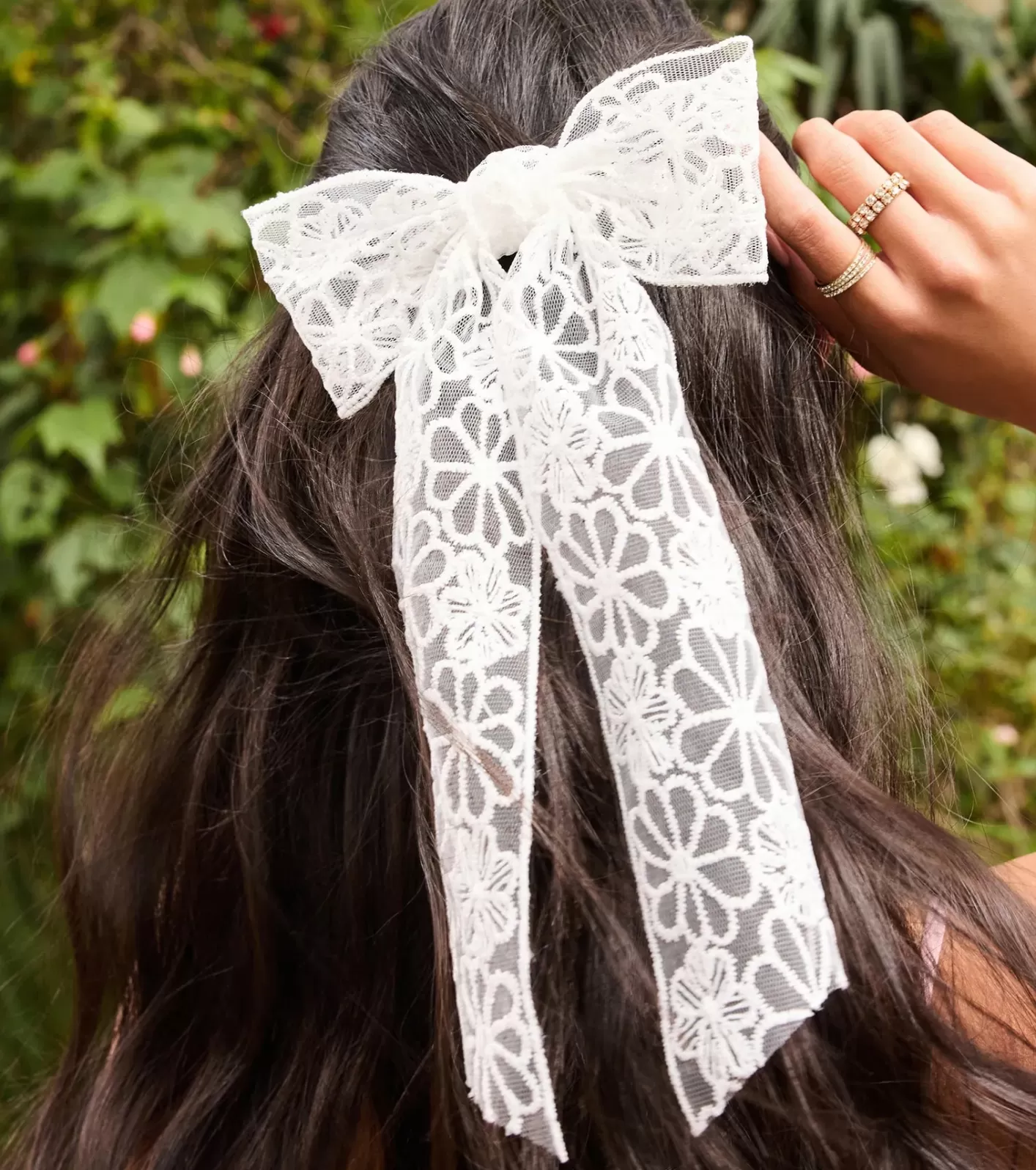 Windsor Sweet And Perfect Floral Lace Bow Hair Barrette WHITE Best Sale
