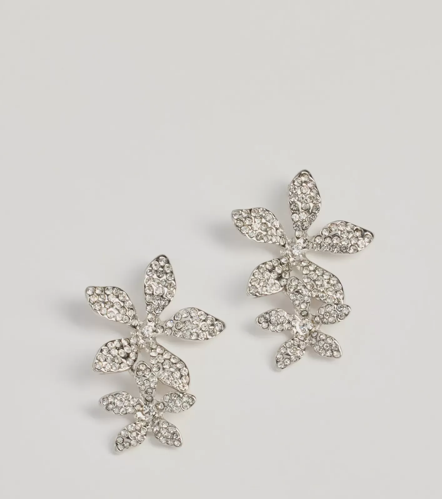 Windsor Sweet Aura Flower Rhinestone Drop Earrings SILVER Shop