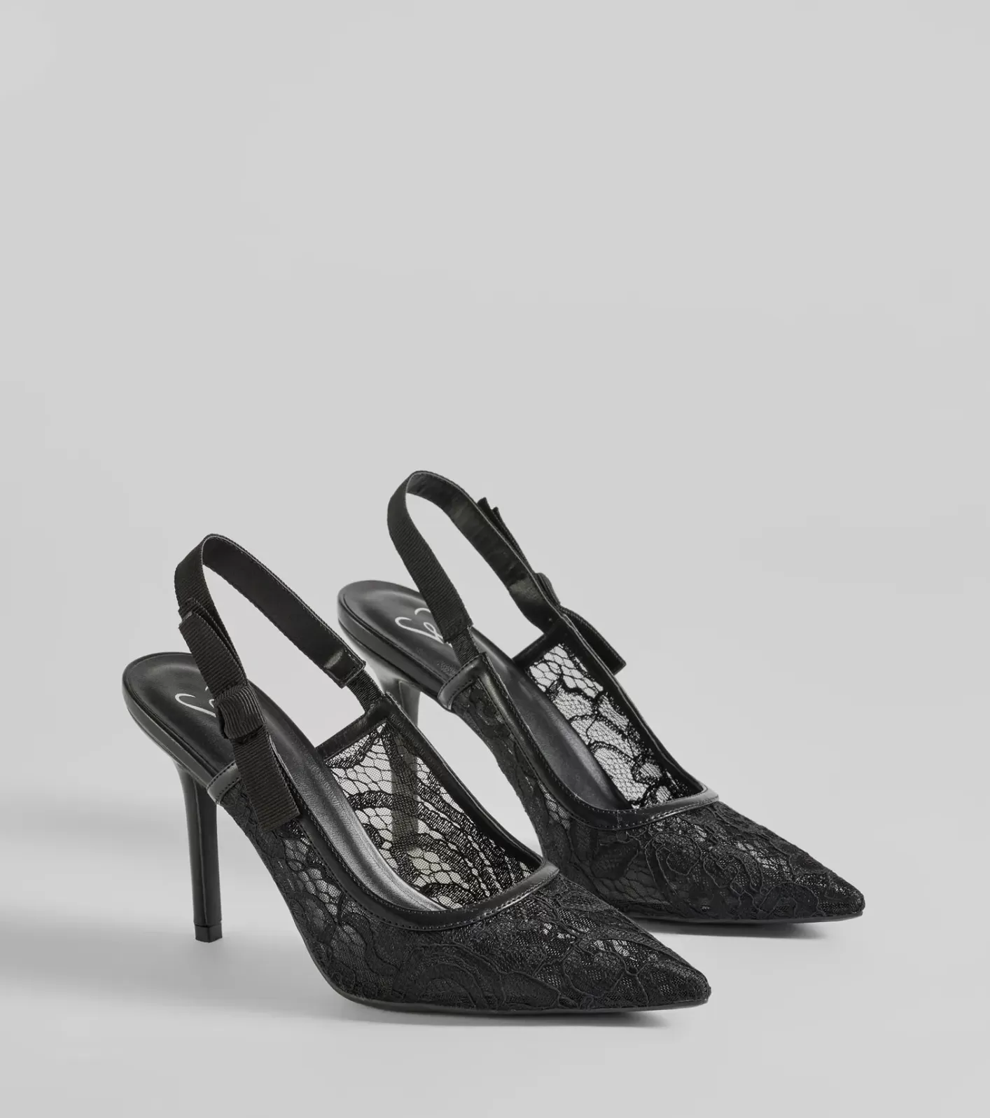 Windsor Sweet Cuties Lace Slingback Stiletto Pumps BLACK Fashion