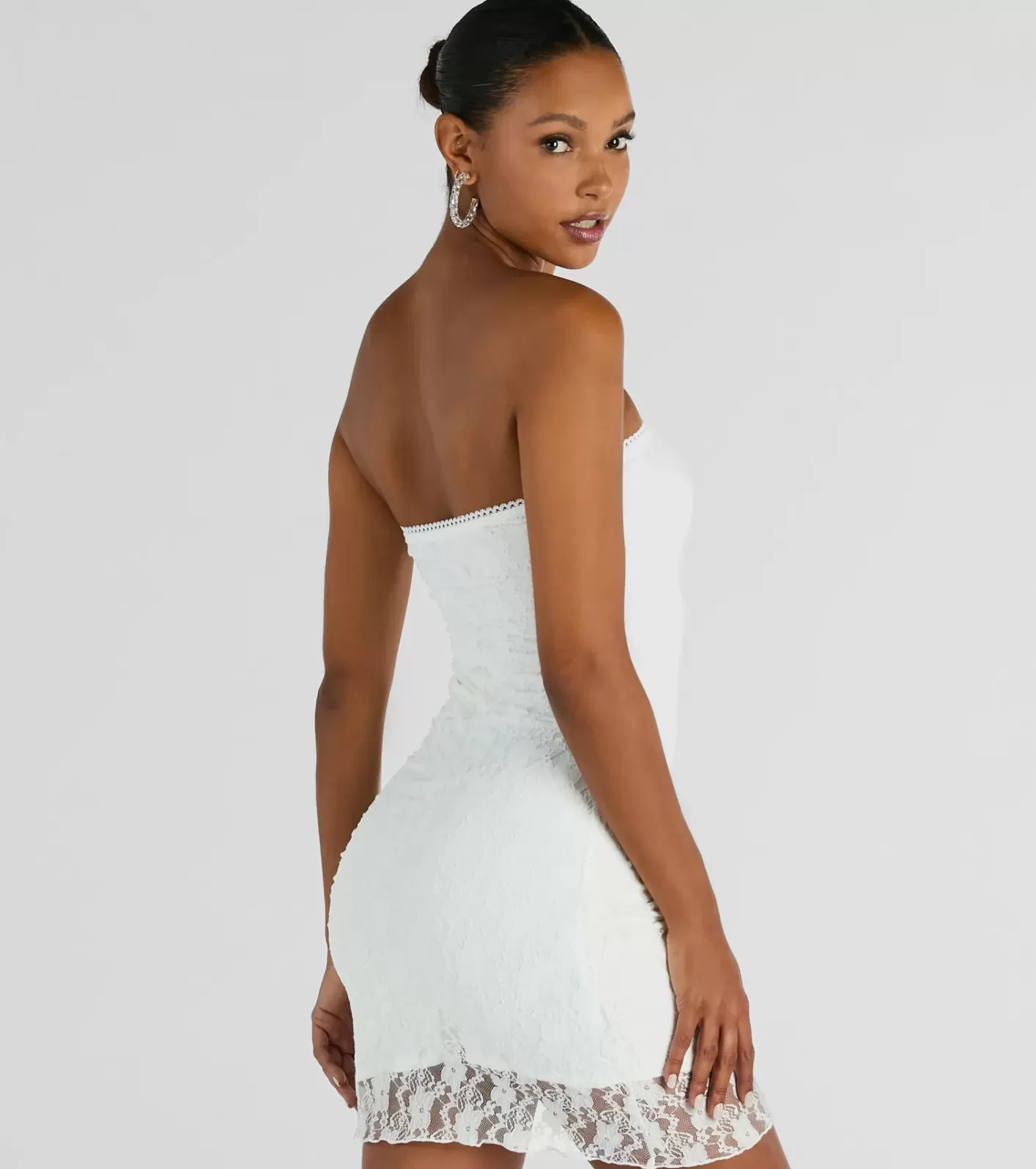 Windsor Swoon Over You Strapless Lace Mini Dress WHITE Fashion