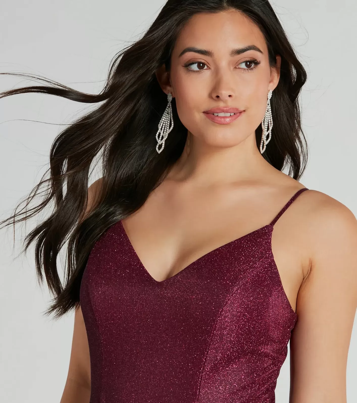 Windsor Tanya Formal Glitter A-Line Long Dress PLUM Outlet