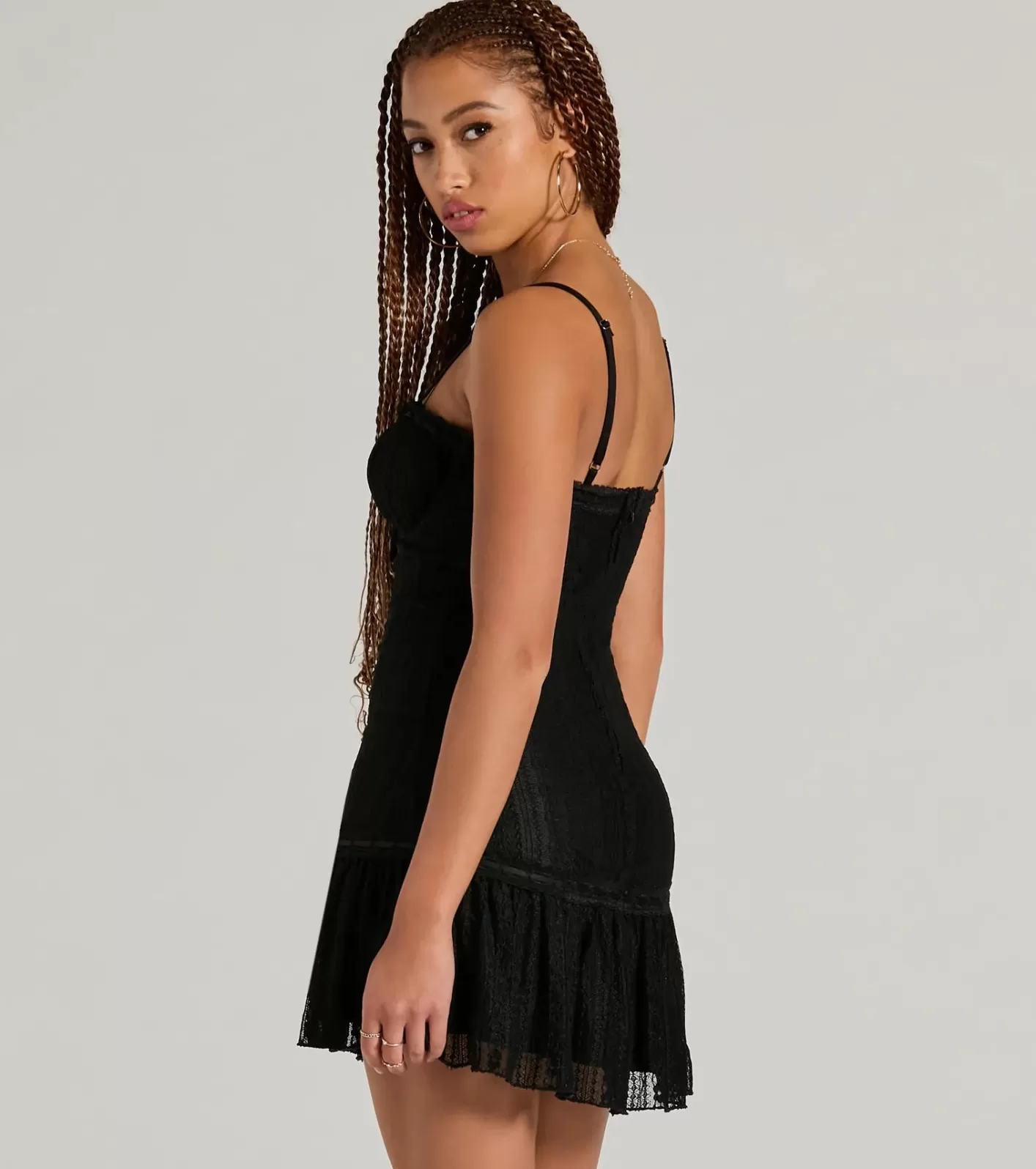 Windsor Tempting Allure Sweetheart A-Line Lace Mini Dress BLACK Cheap