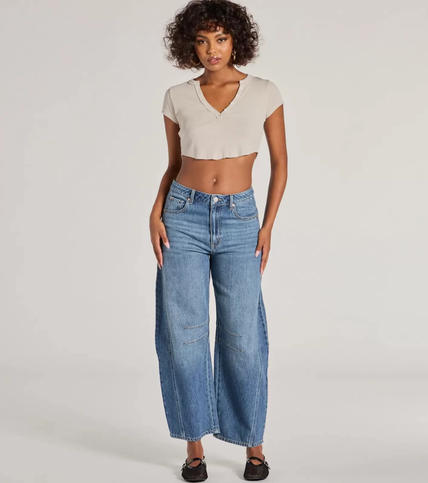 Windsor The Classic Mid-Rise Barrel Leg Denim Jeans DARKDENIM Best Sale