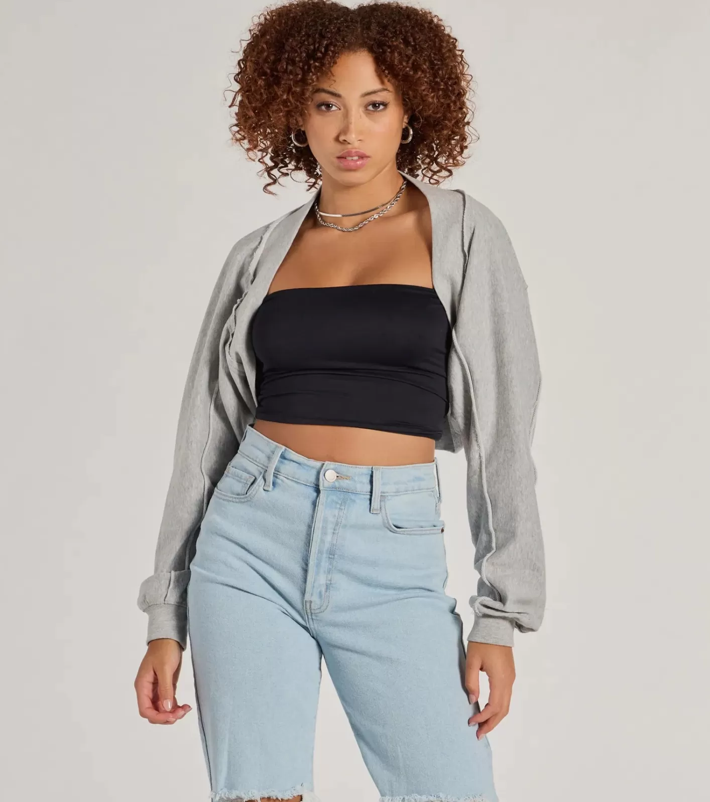 Windsor The Essential Cotton Knit Long Sleeve Bolero HEATHERGRAY Cheap