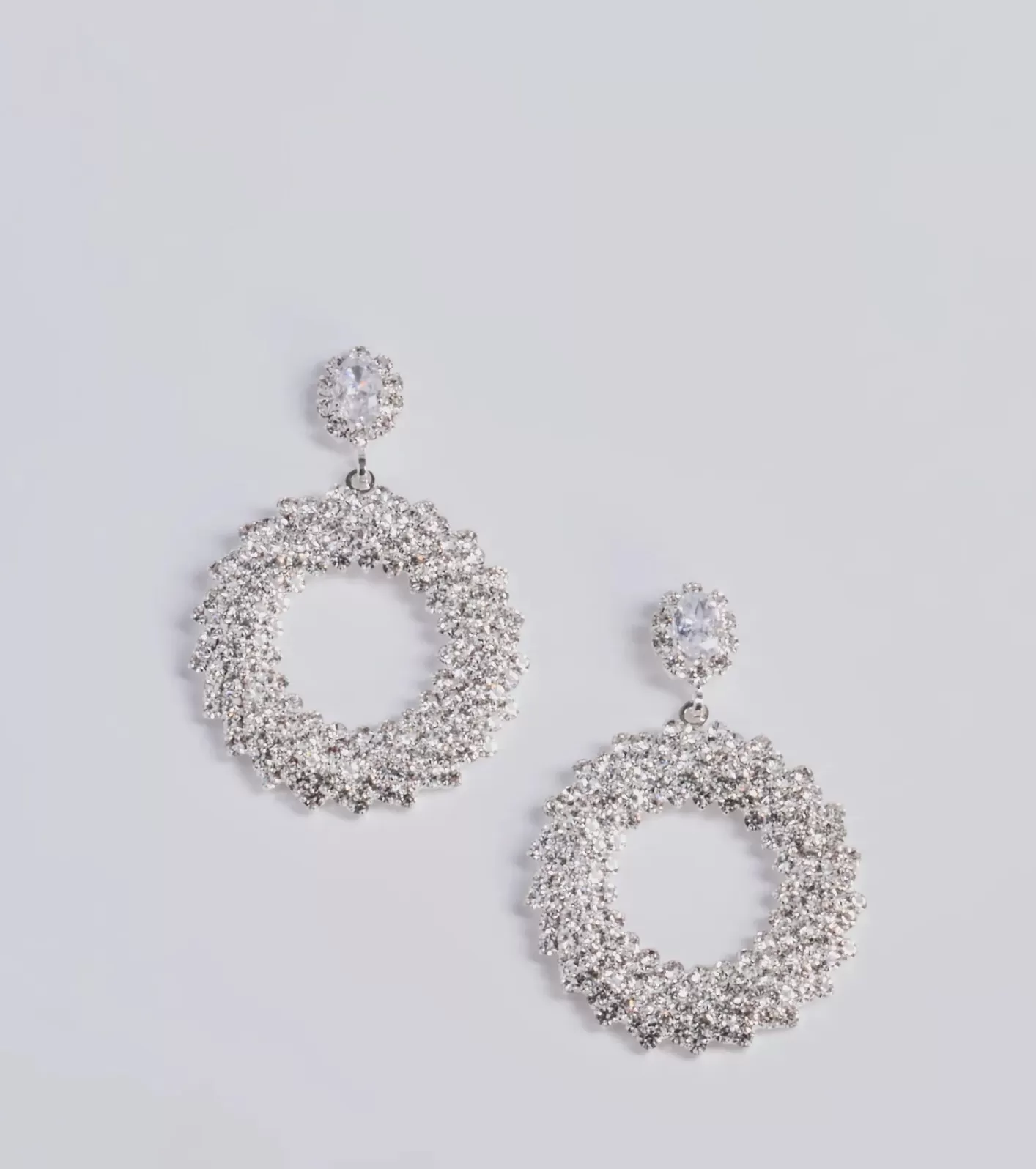 Windsor Time to Shine Rhinestone Doorknocker Hoop Earrings SILVER Flash Sale