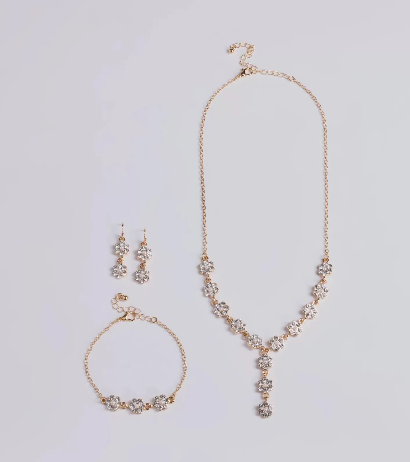 Windsor Timeless Elegance Floral Rhinestone and Pearl Necklace Set GOLD Discount