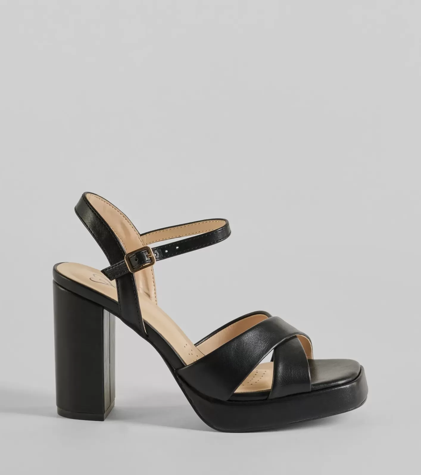 Windsor Timeless Treasure Criss-Cross Platform Block Heels BLACK Outlet