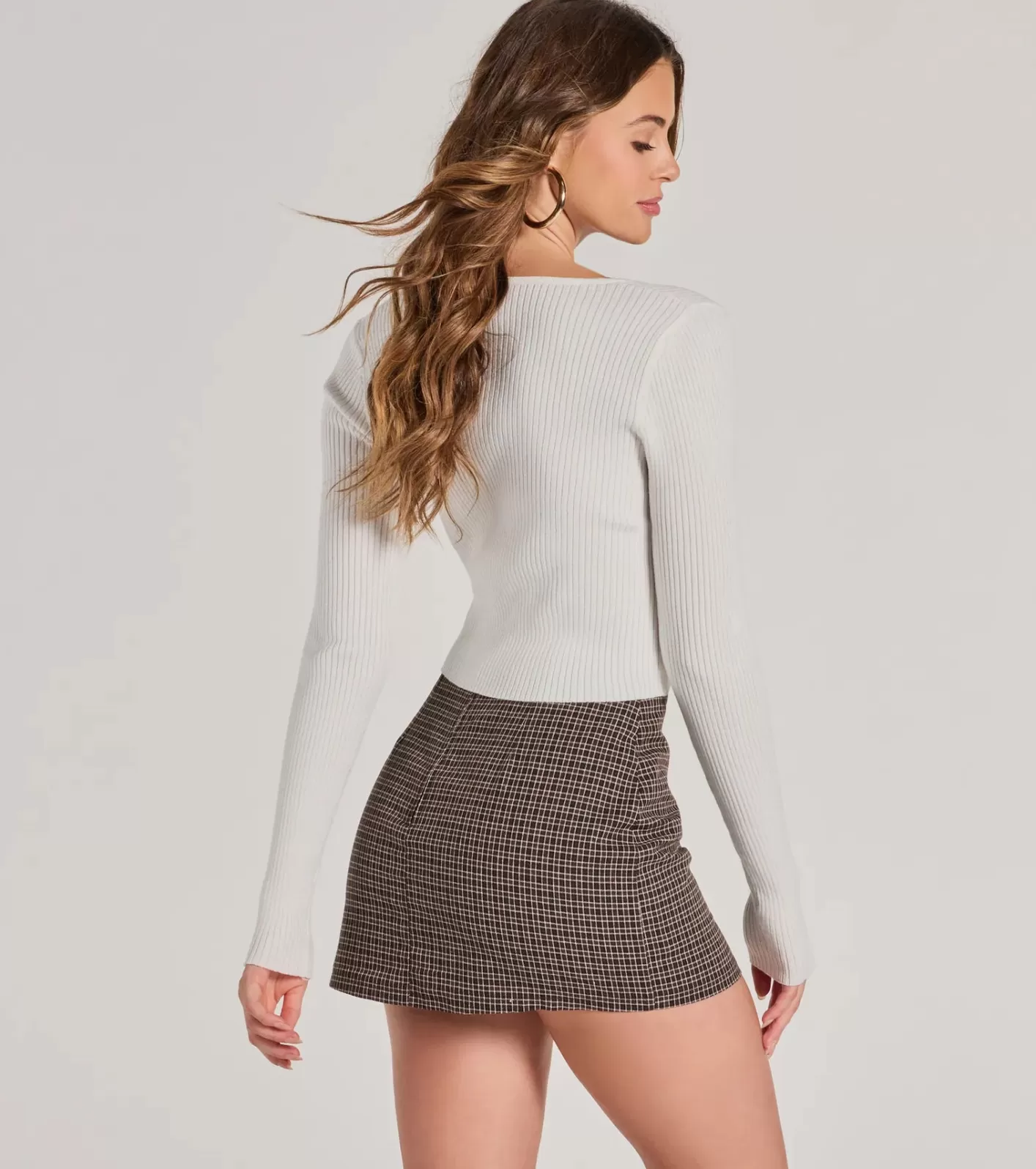 Windsor Toasty Babe Long Sleeve Rib Knit Crop Top IVORY Outlet