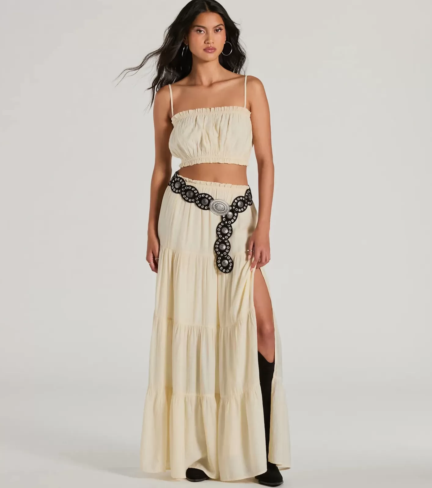 Windsor Top Prize Oval Medallion Concho Belt BLACK Fashion