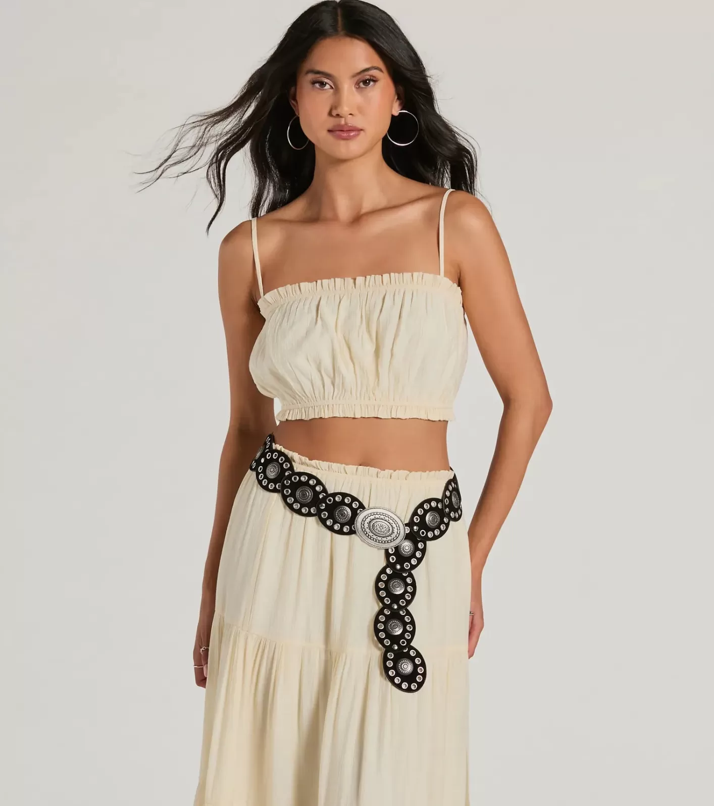 Windsor Top Prize Oval Medallion Concho Belt BLACK Fashion