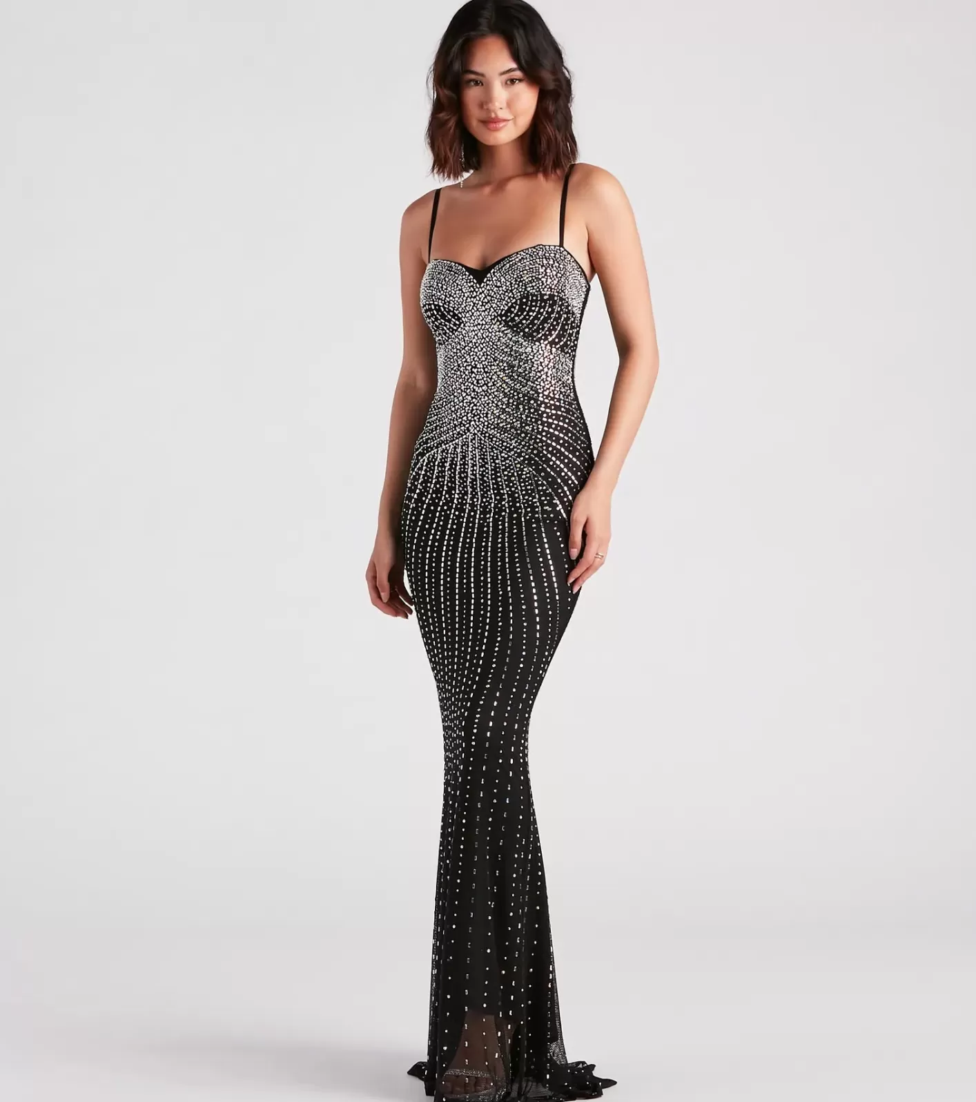 Windsor Tori Formal Rhinestone Mermaid Long Dress BLACK Sale