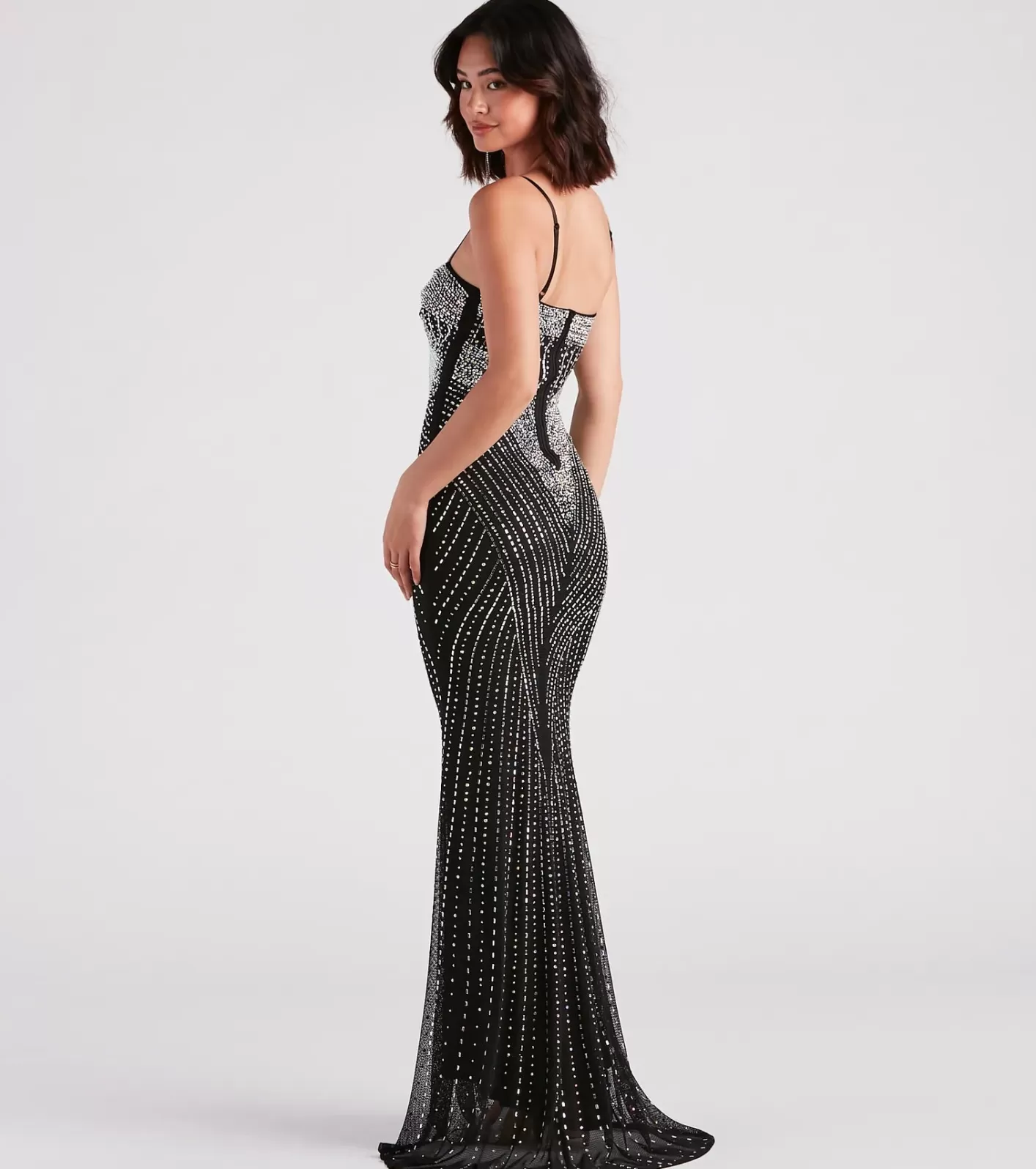 Windsor Tori Formal Rhinestone Mermaid Long Dress BLACK Sale