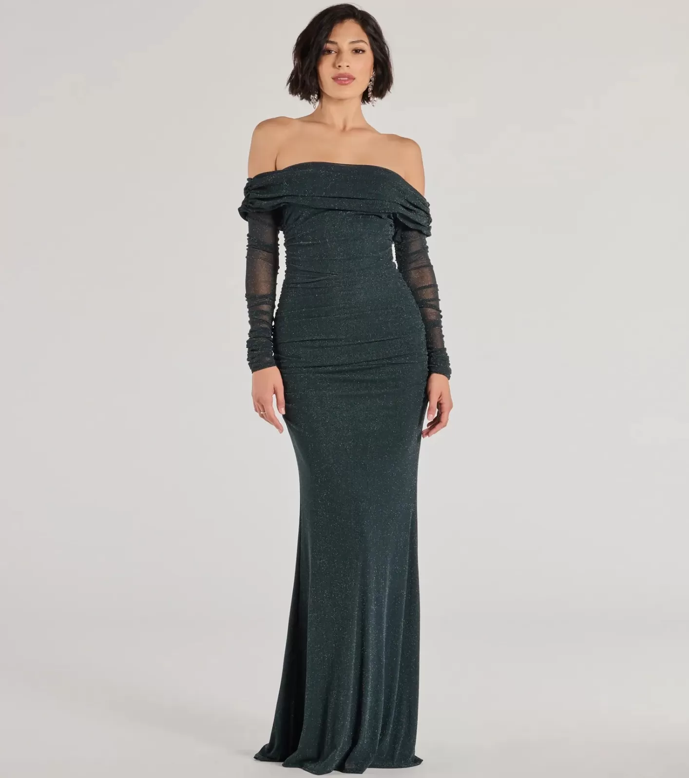 Windsor Tova Off The Shoulder Glitter Mermaid Dress HUNTER Discount