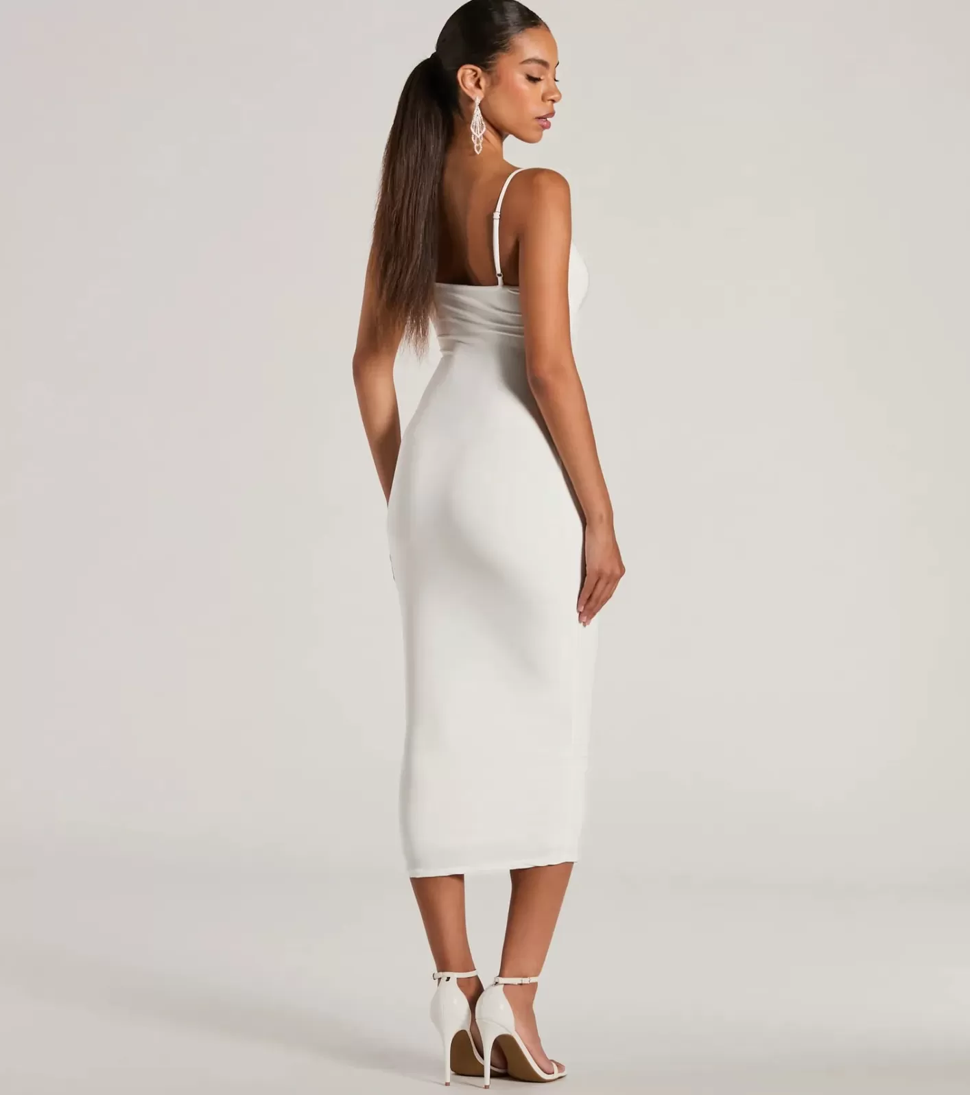 Windsor Treat Yourself Sleeveless Bow Cutout Midi Dress WHITE Clearance