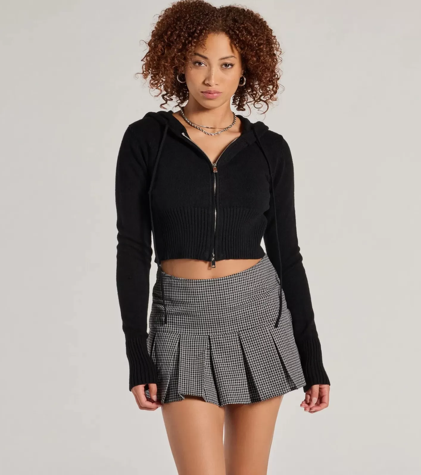 Windsor Trend Factor Plaid Drop Waist Skater Skort BLACK Online
