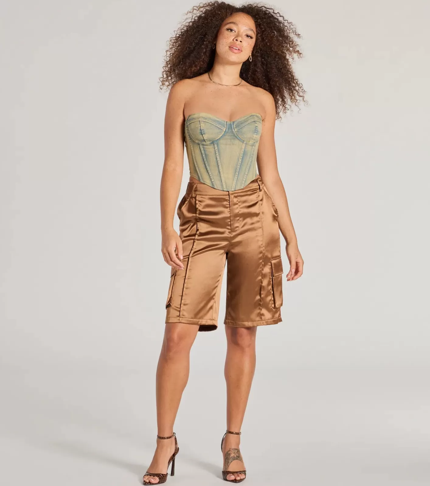 Windsor Trendsetter Vibes Satin Cargo Jorts BROWN Online