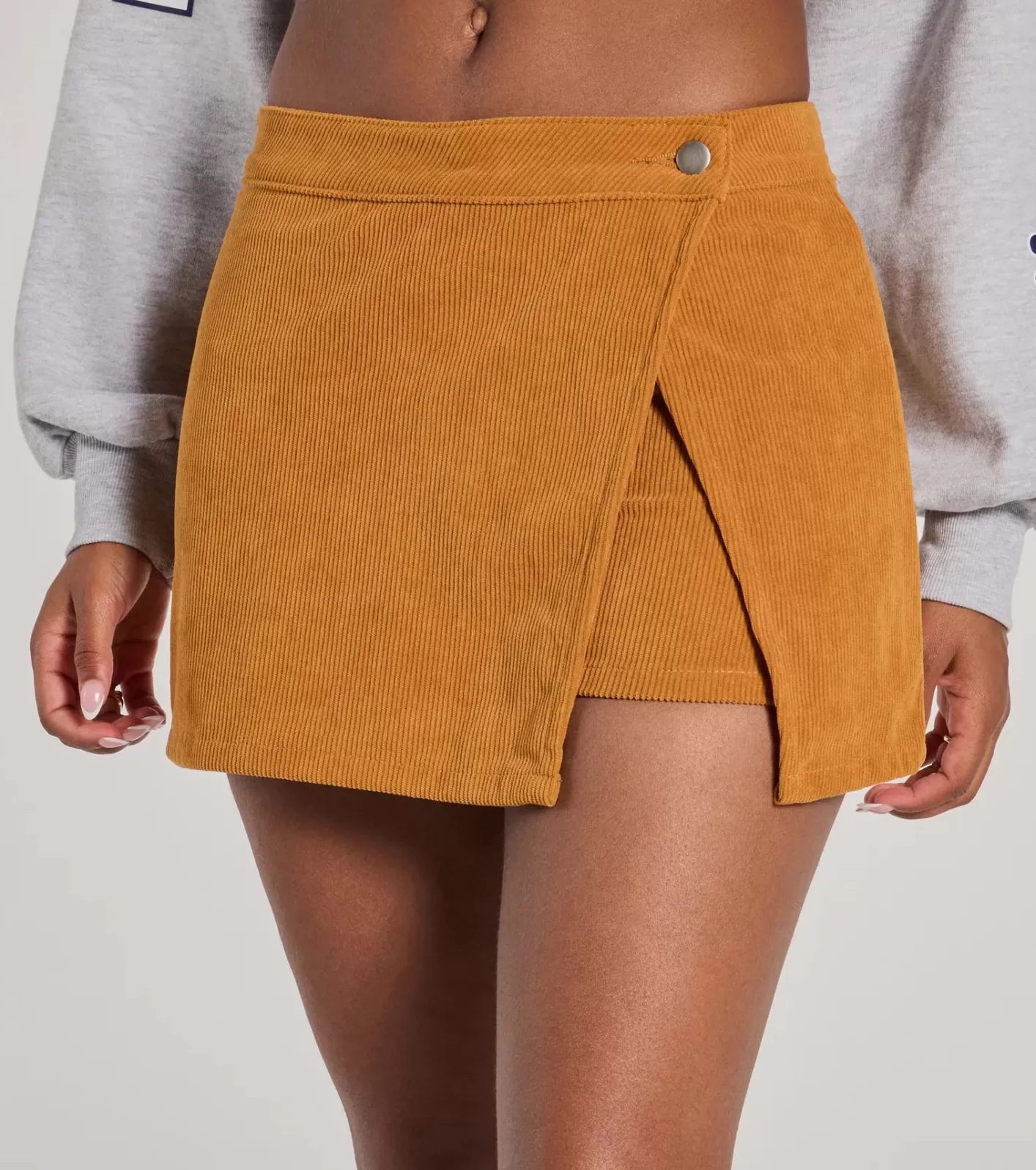 Windsor Trendy Girl Corduroy Faux Wrap Mini Skort MUSTARD Cheap