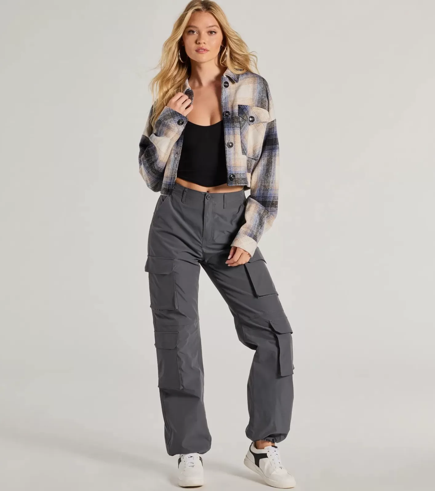 Windsor Trendy Life High Rise Cargo Pants CHARCOAL New