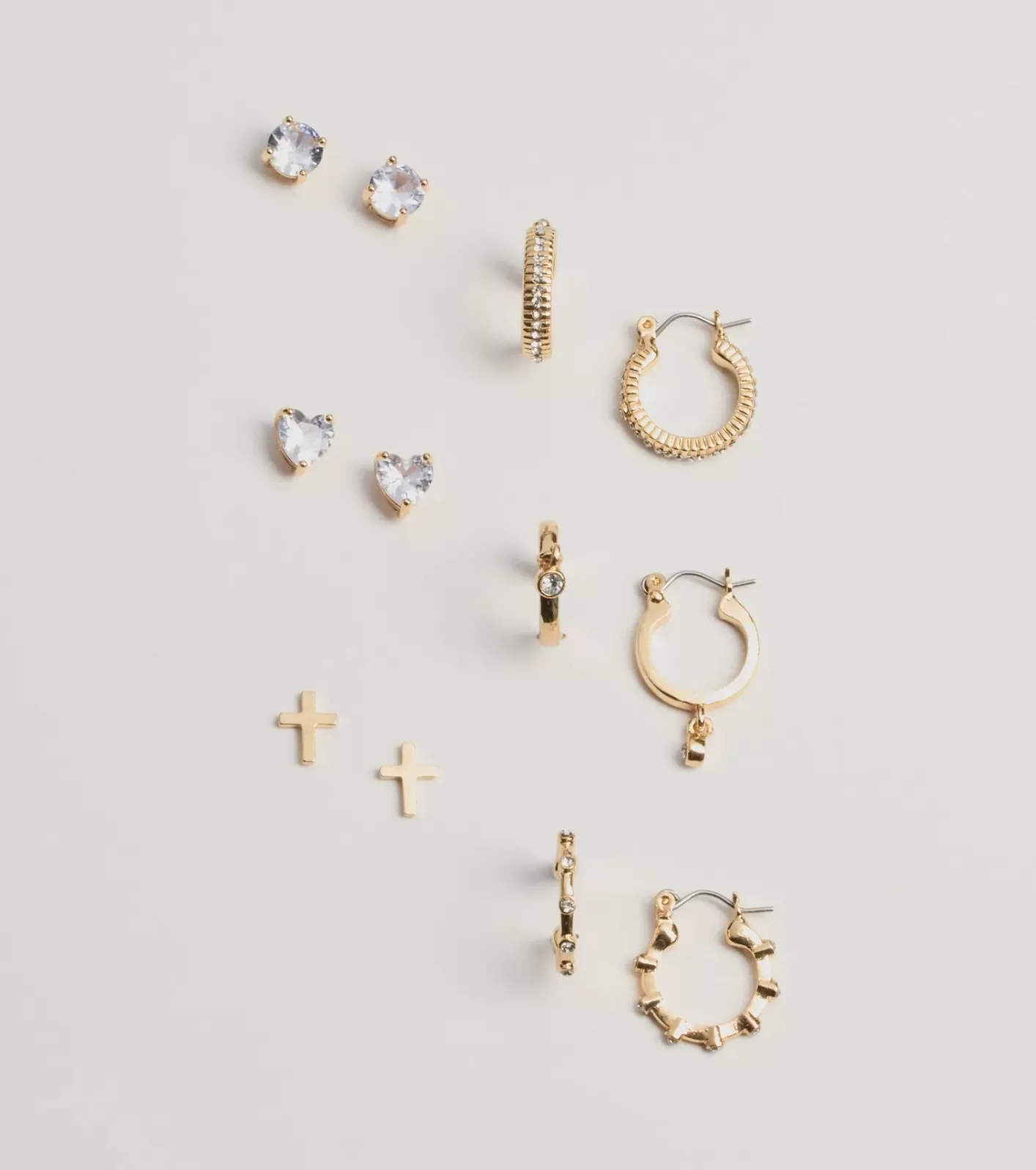 Windsor Trendy Six-Pack Stud And Hoop Earrings Set GOLD Clearance