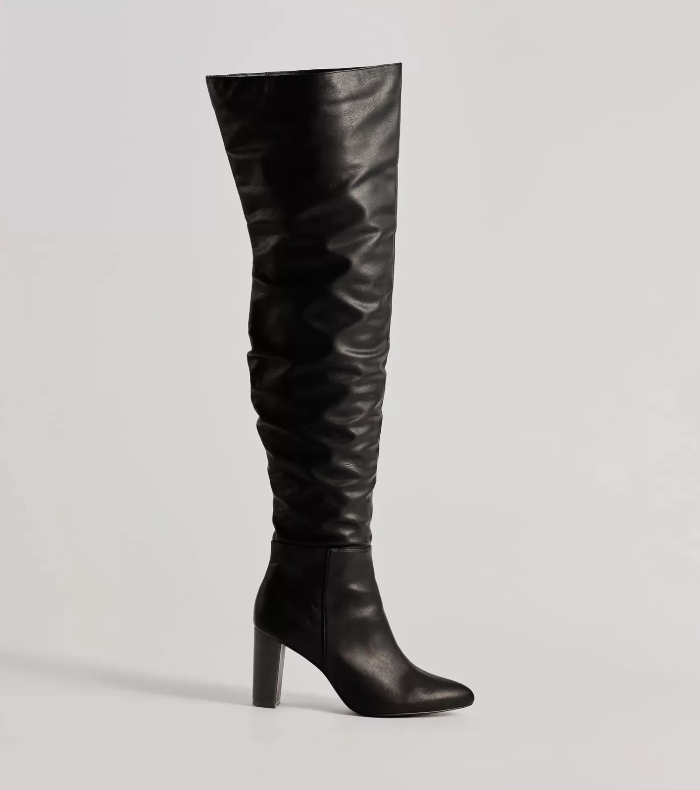 Windsor Trendy Strut Faux Leather Over-The-Knee Boots BLACK Fashion