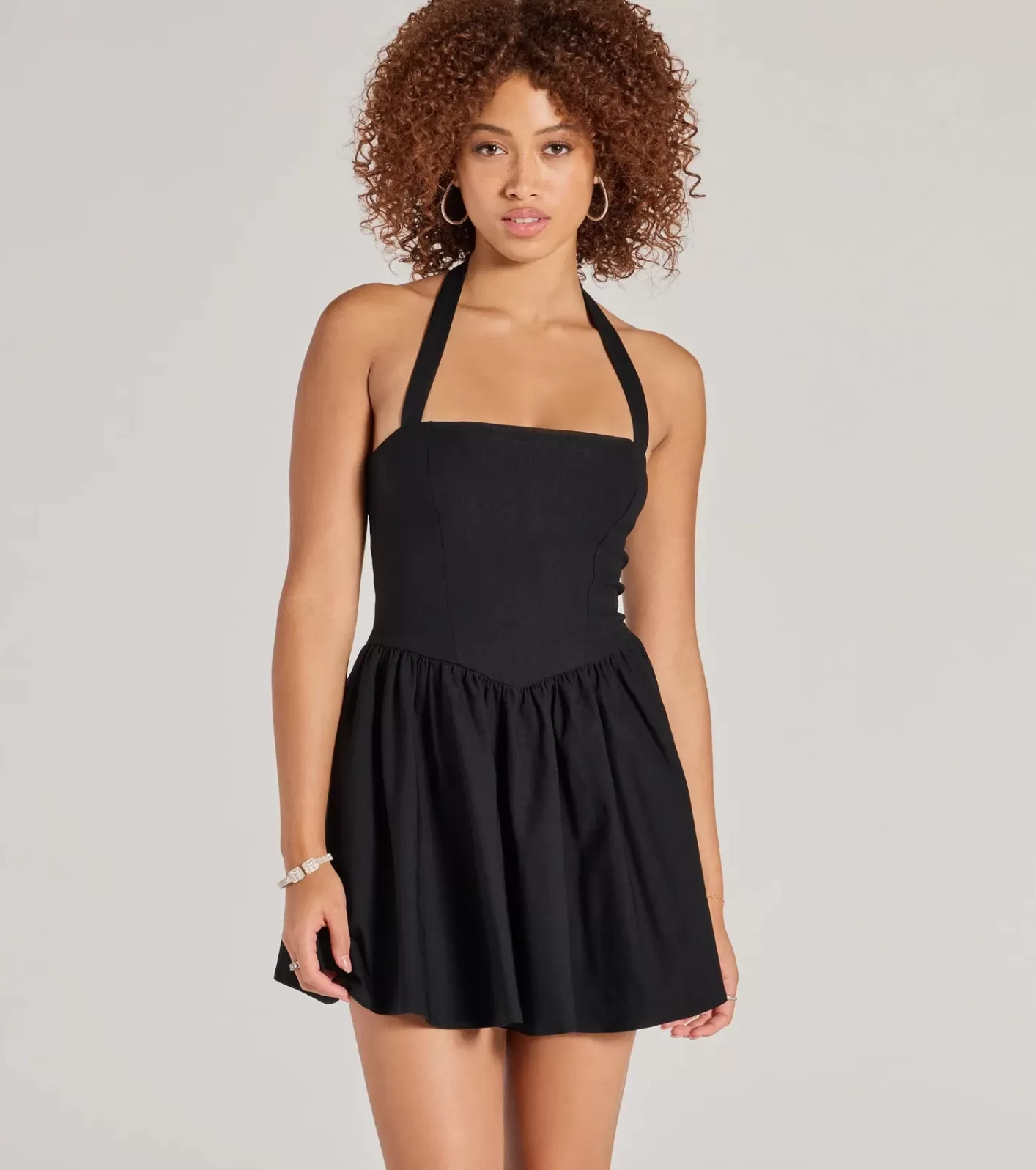 Windsor Twirl Perfection Drop Waist Skater Dress BLACK New