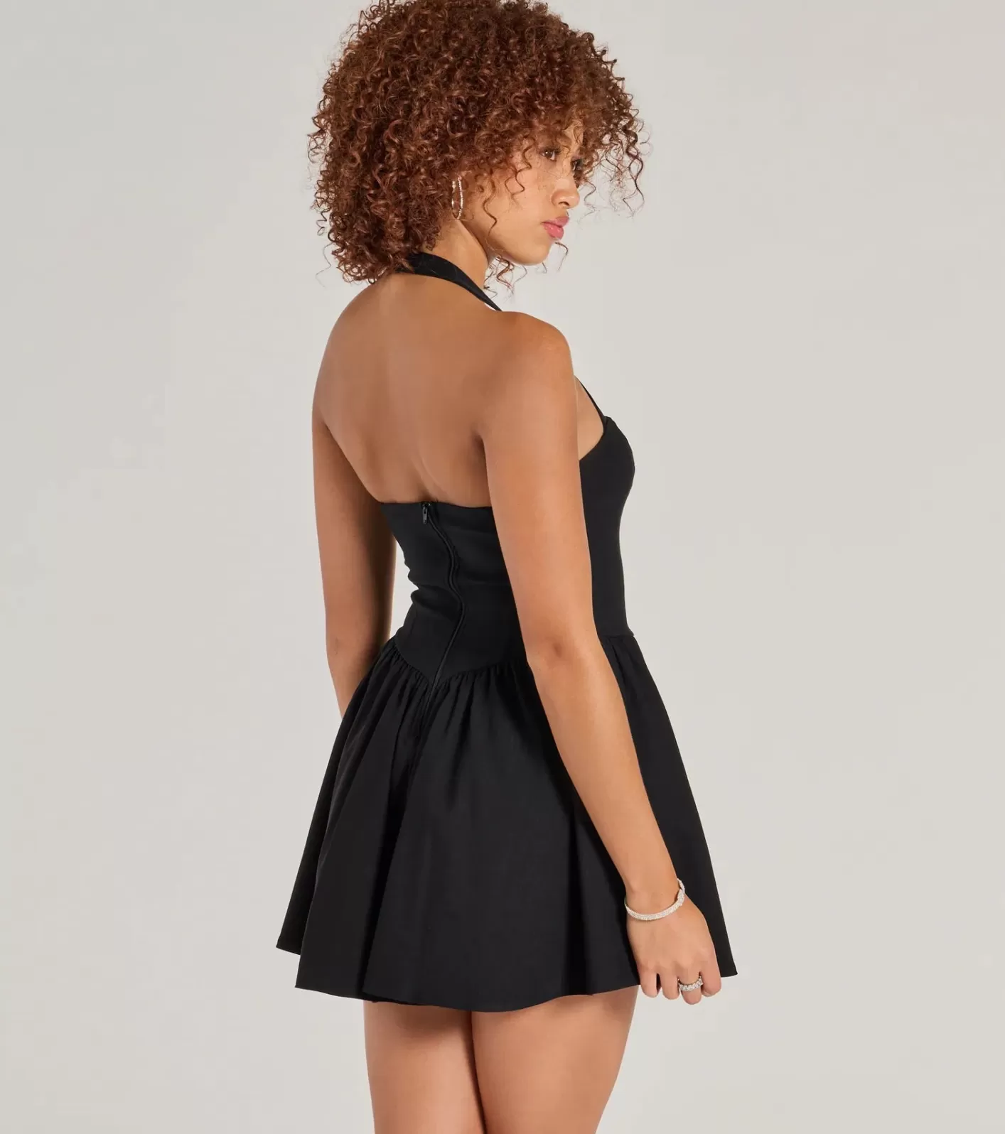 Windsor Twirl Perfection Drop Waist Skater Dress BLACK New