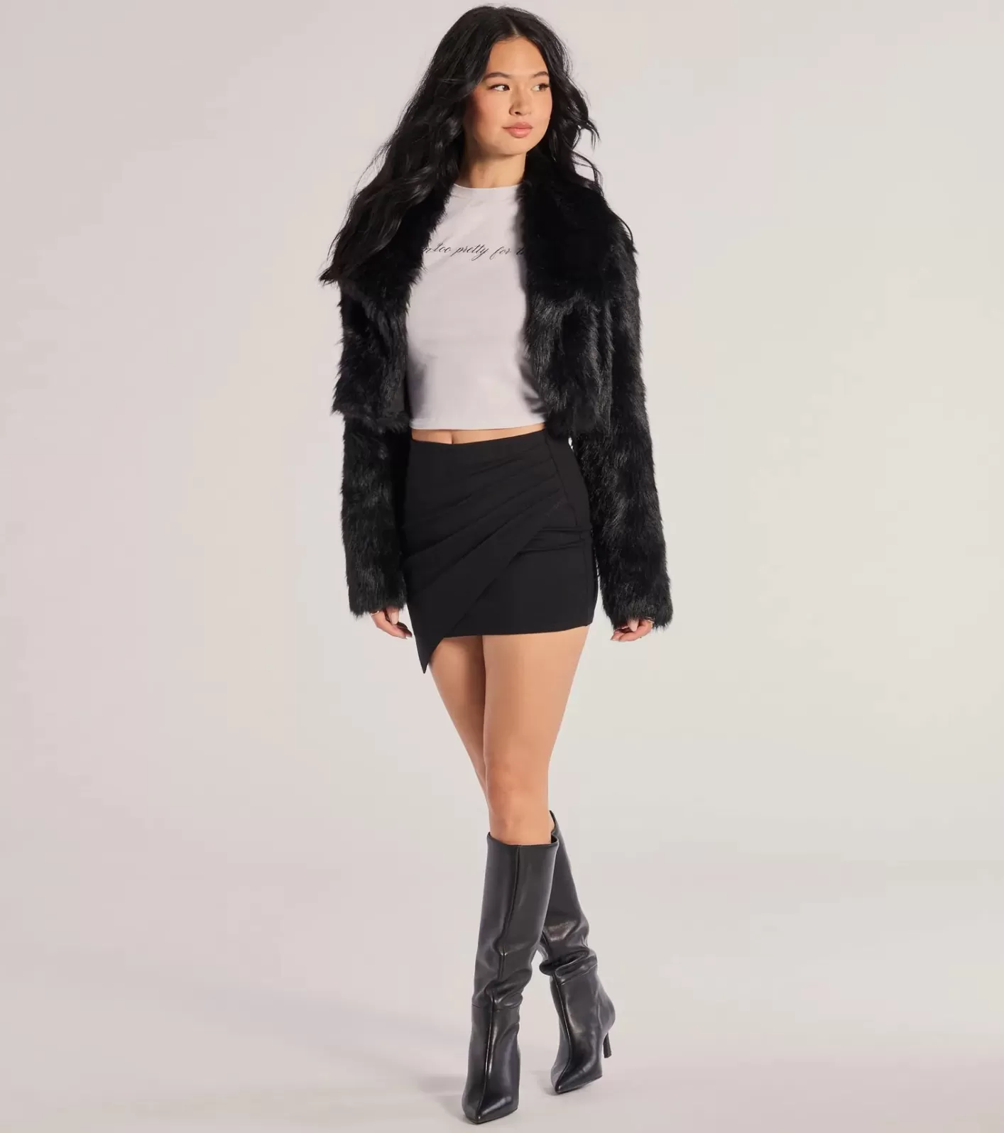 Windsor Twist And Twirl Wrap Mini Skirt BLACK Cheap