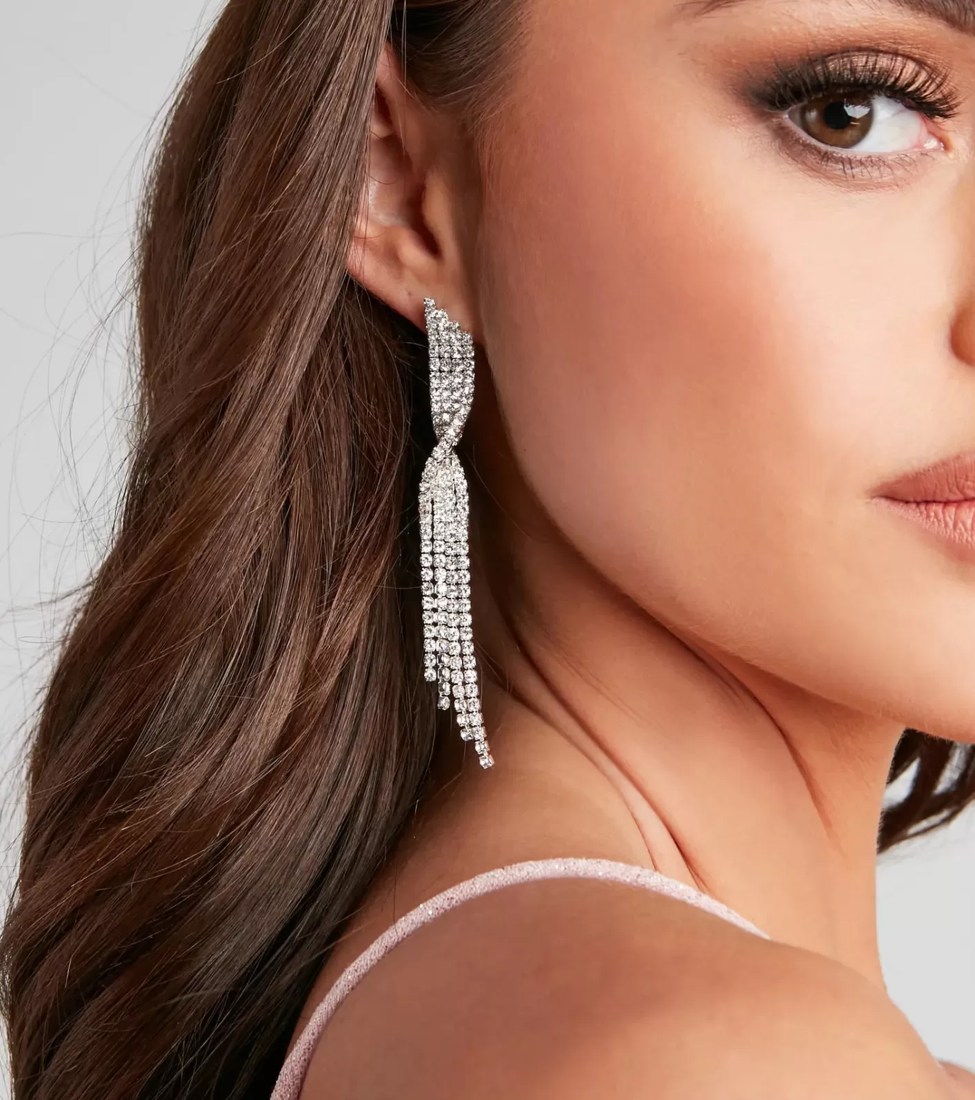 Windsor Twisted Rhinestone Dusters SILVER Flash Sale