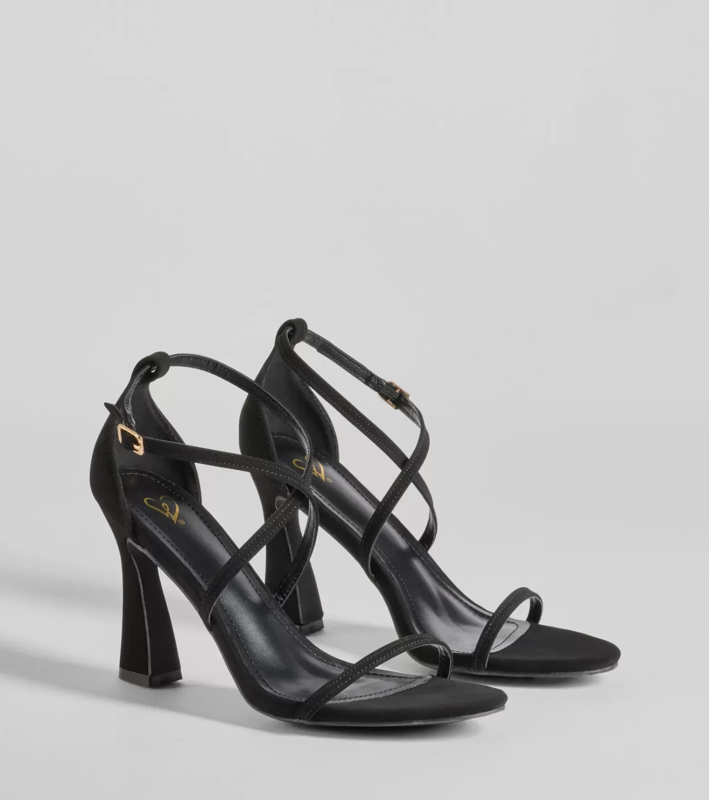 Windsor Ultra Modern Chic Strappy Nubuck Block Heels BLACK New