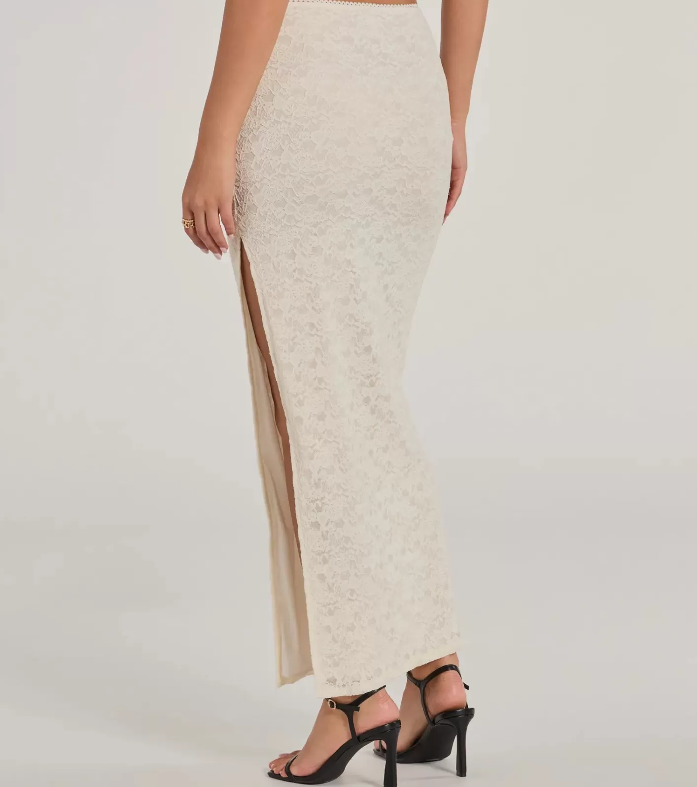 Windsor Unforgettable Dream High Rise Lace Maxi Skirt IVORY Best Sale