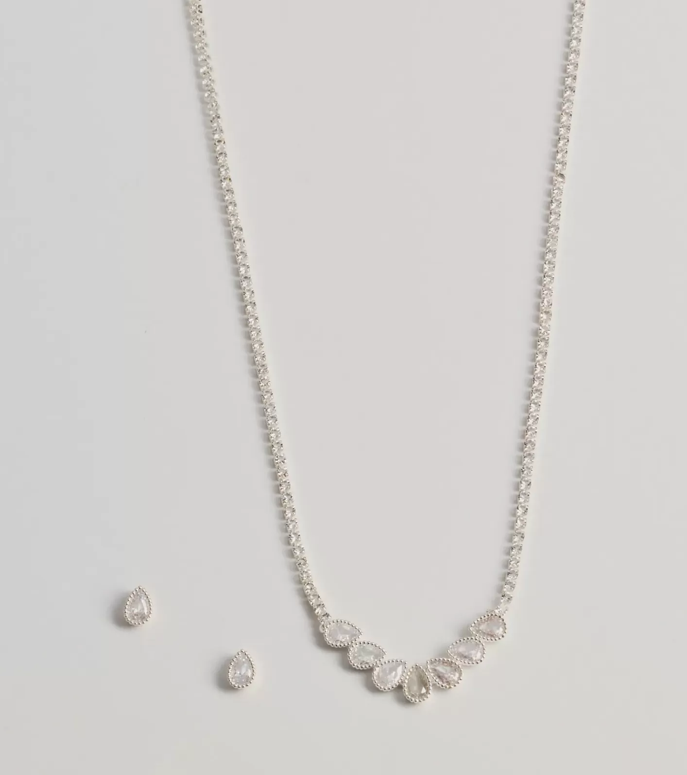 Windsor Unforgettable Luxe Clear Gemstone Necklace Set SILVER Cheap