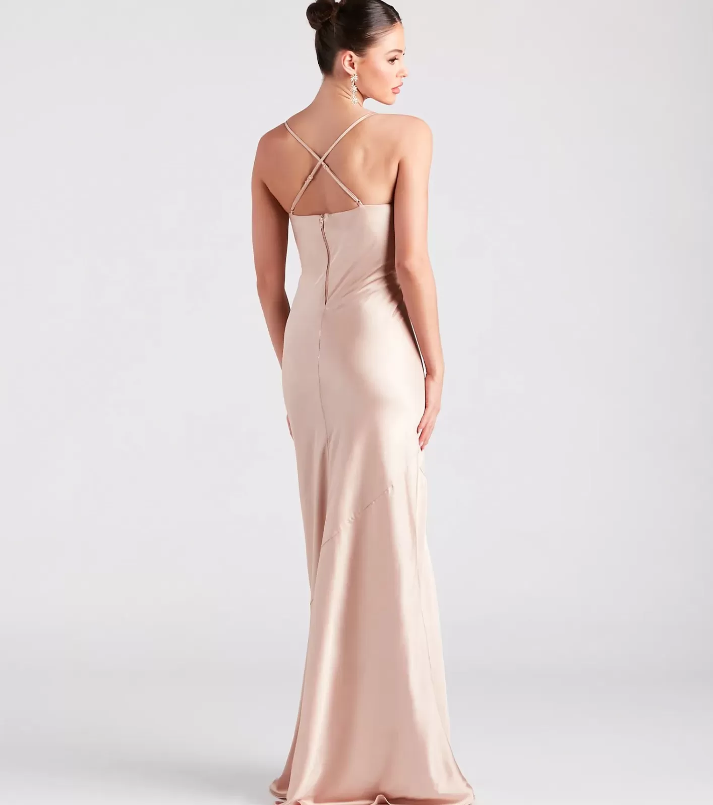 Windsor Vanessa Formal Satin Cowl Neck Dress GOLD Best Sale