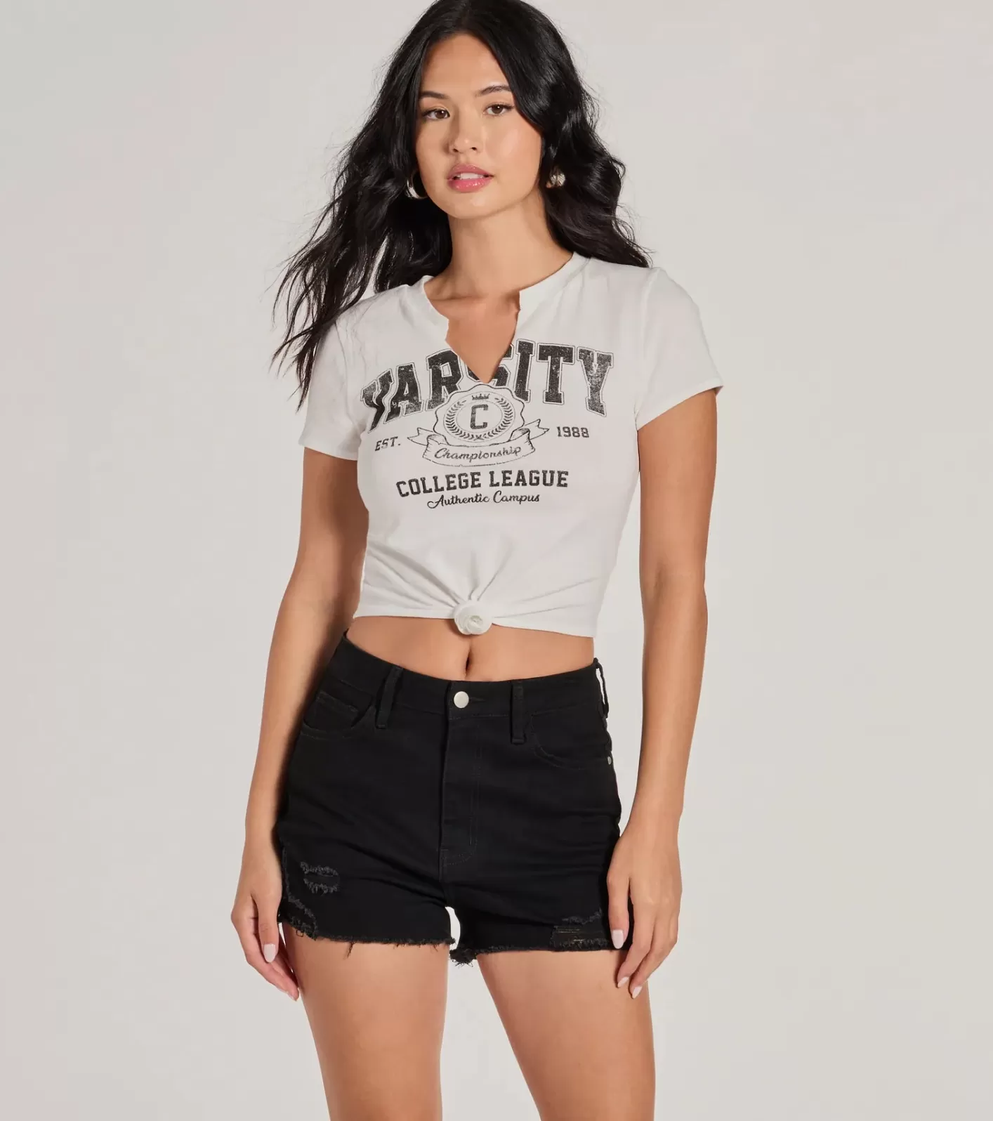 Windsor Varsity College Babe Graphic Crop Top WHITE Best