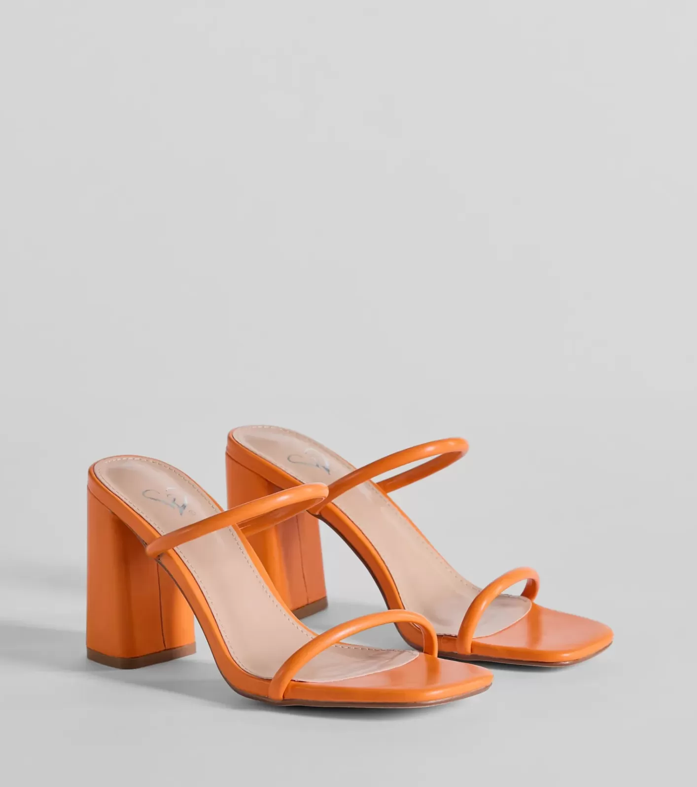 Windsor Versatile Dream Strappy Faux Leather Block Heels ORANGE Best Sale