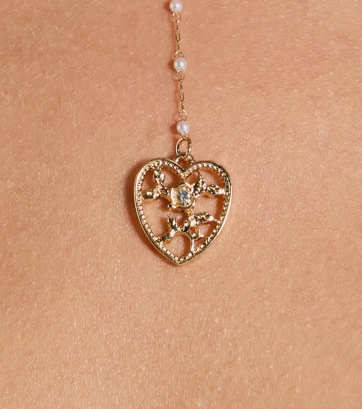 Windsor Way To My Heart Rhinestone Faux Pearl Lariat Necklace GOLD Shop