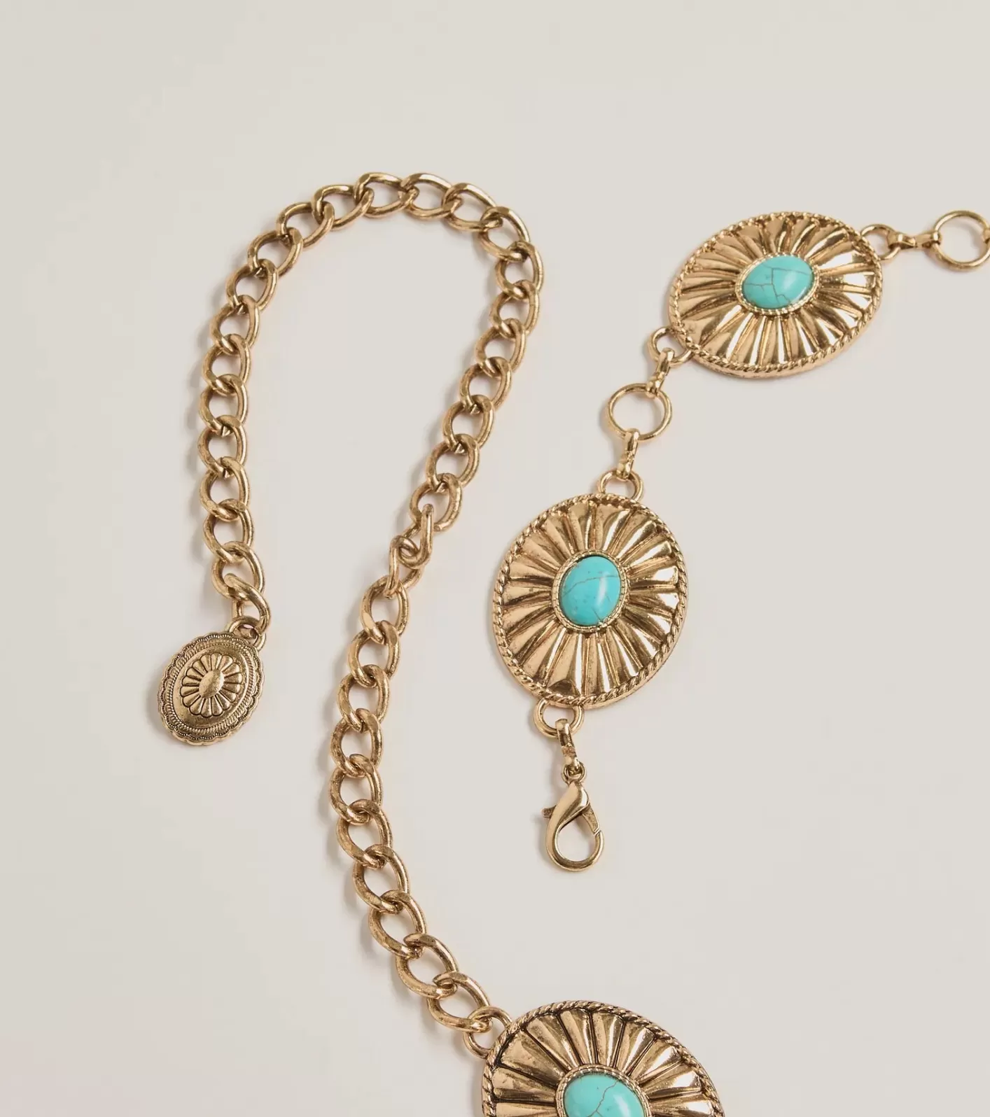 Windsor Western Glam Concho Chain Stone Belt GOLD Outlet
