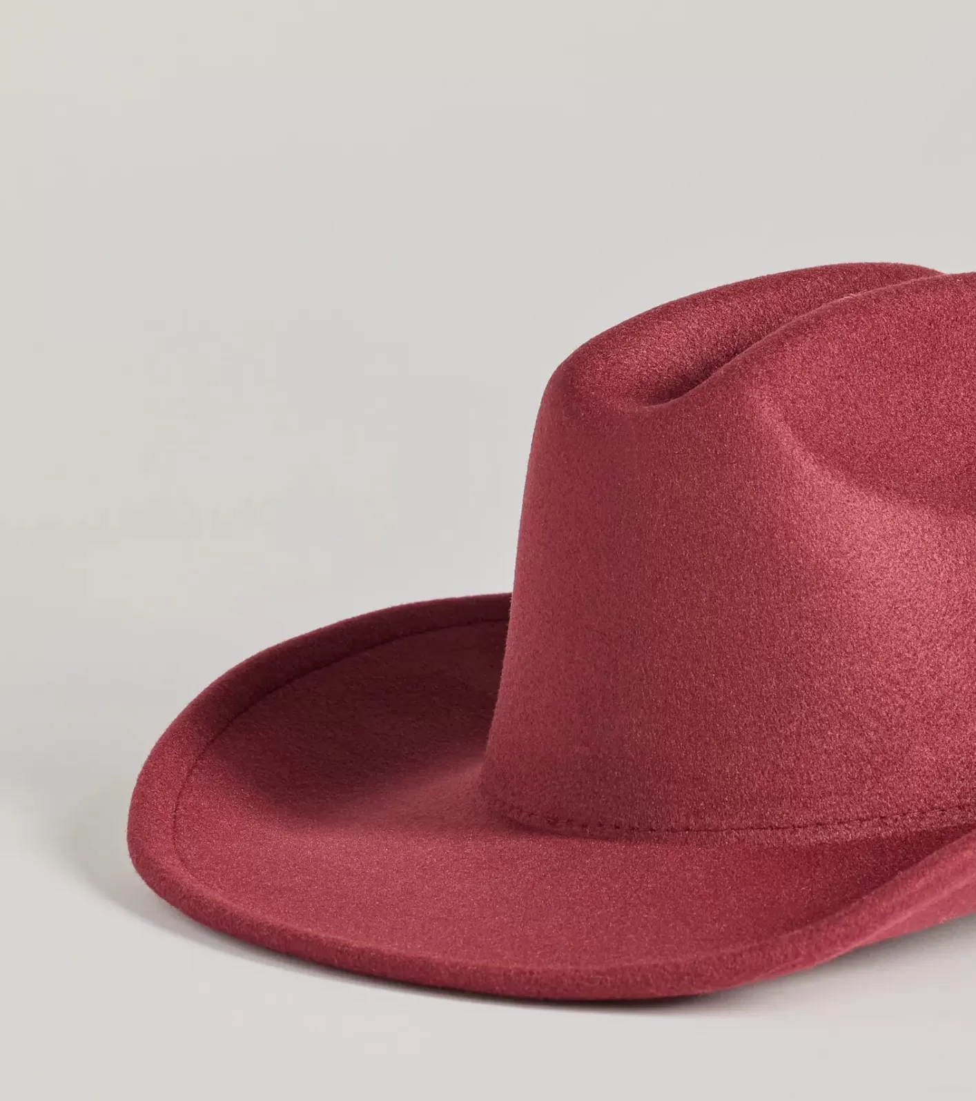 Windsor Western Glam Faux Wool Cowboy Hat WINE Cheap
