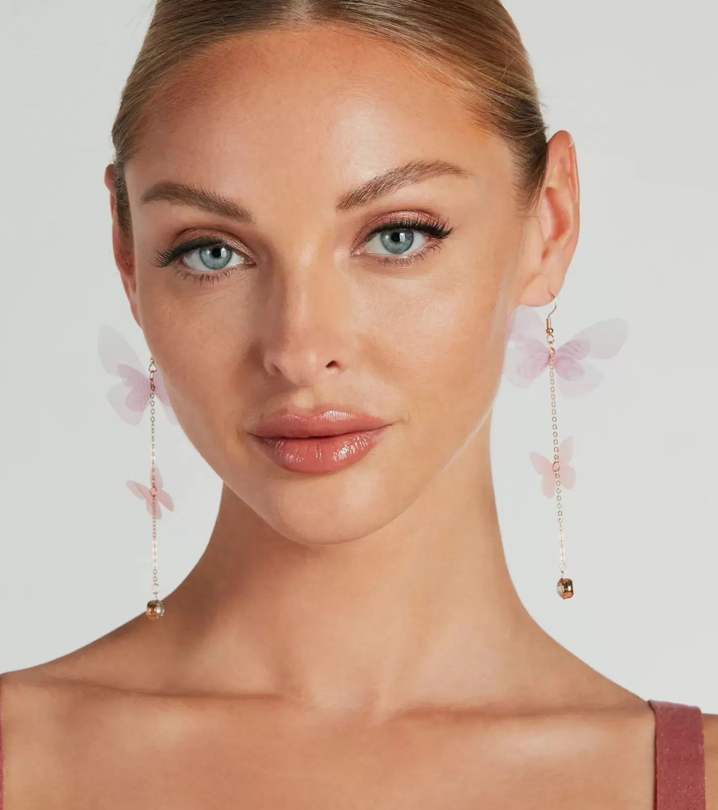 Windsor Whimsical Chic Organza Butterfly Statement Earrings PINK Cheap