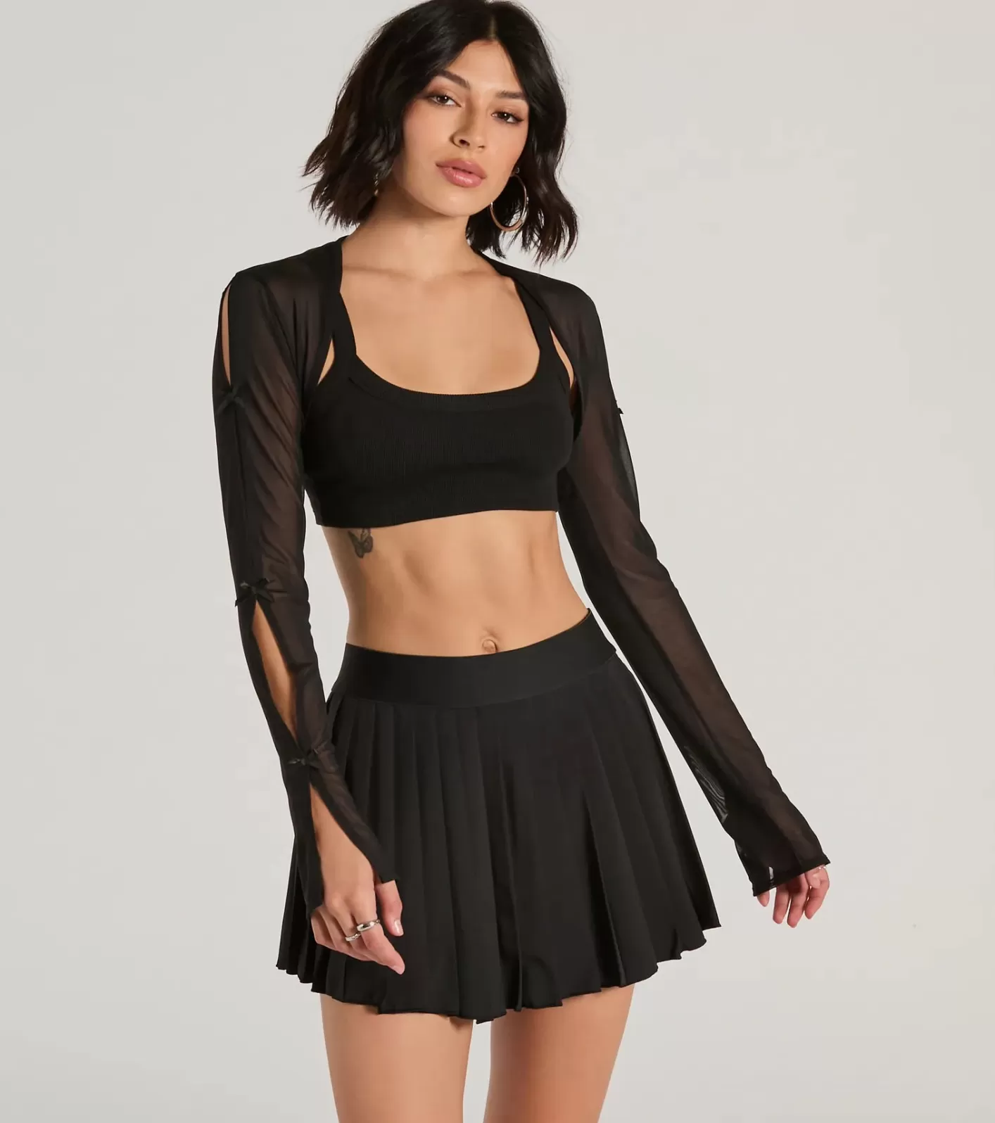 Windsor Whimsical Mood Bow Long Sleeve Mesh Bolero BLACK Best
