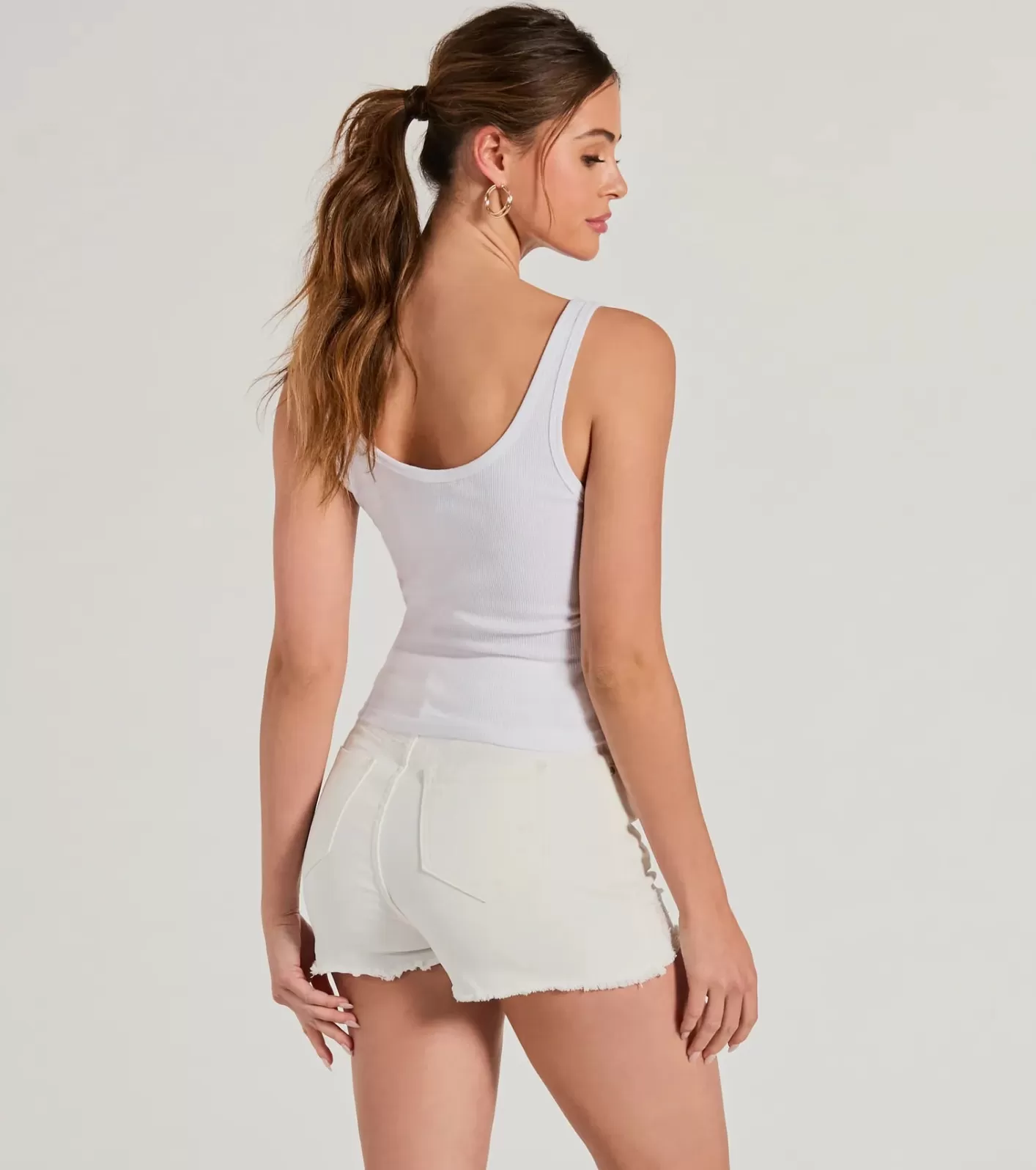 Windsor Wifey Material Scoop Neck Tank Crop Top WHITE Clearance