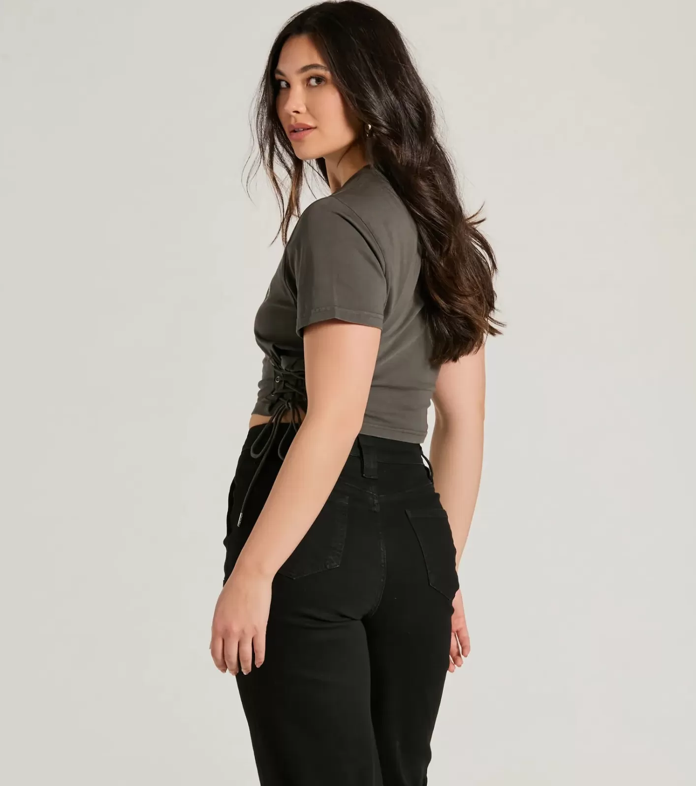 Windsor Wild West Lace-Up Crop Graphic Tee BLACK Shop