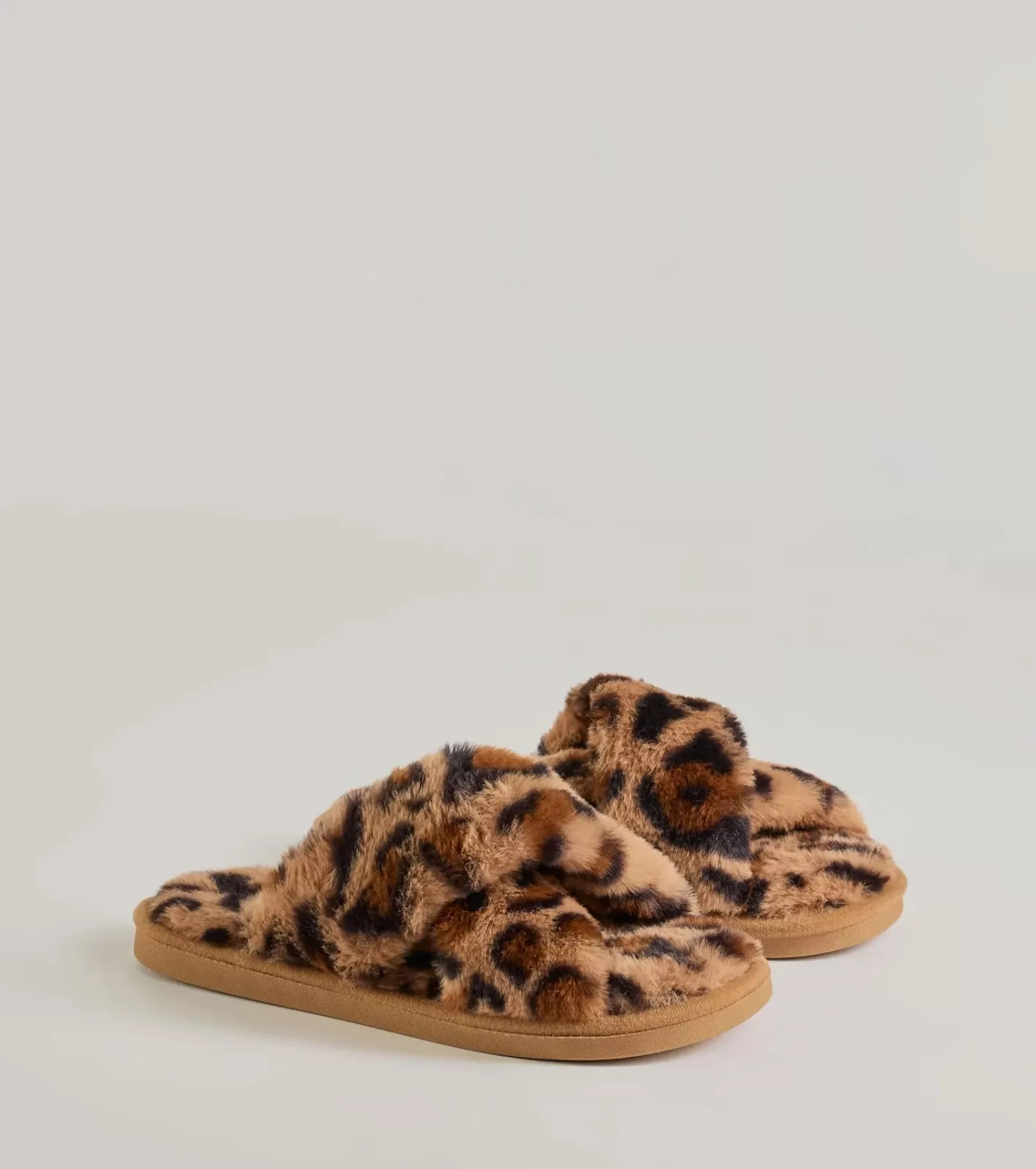 Windsor Wildly Chic Faux Fur Print Slides LEOPARD Best Sale