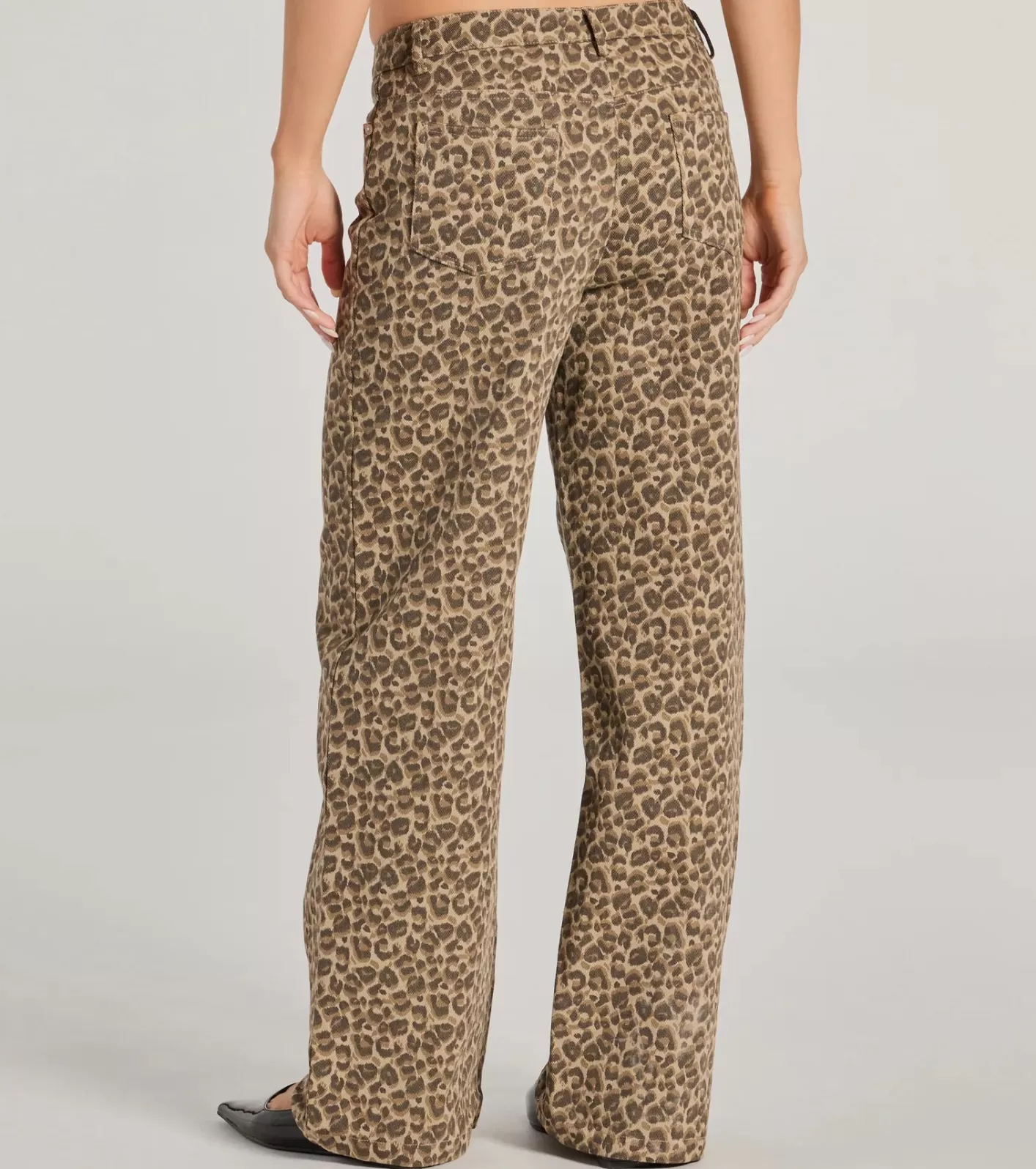 Windsor Wildly Chic Mid-Rise Print Baggy Pants LEOPARD Cheap