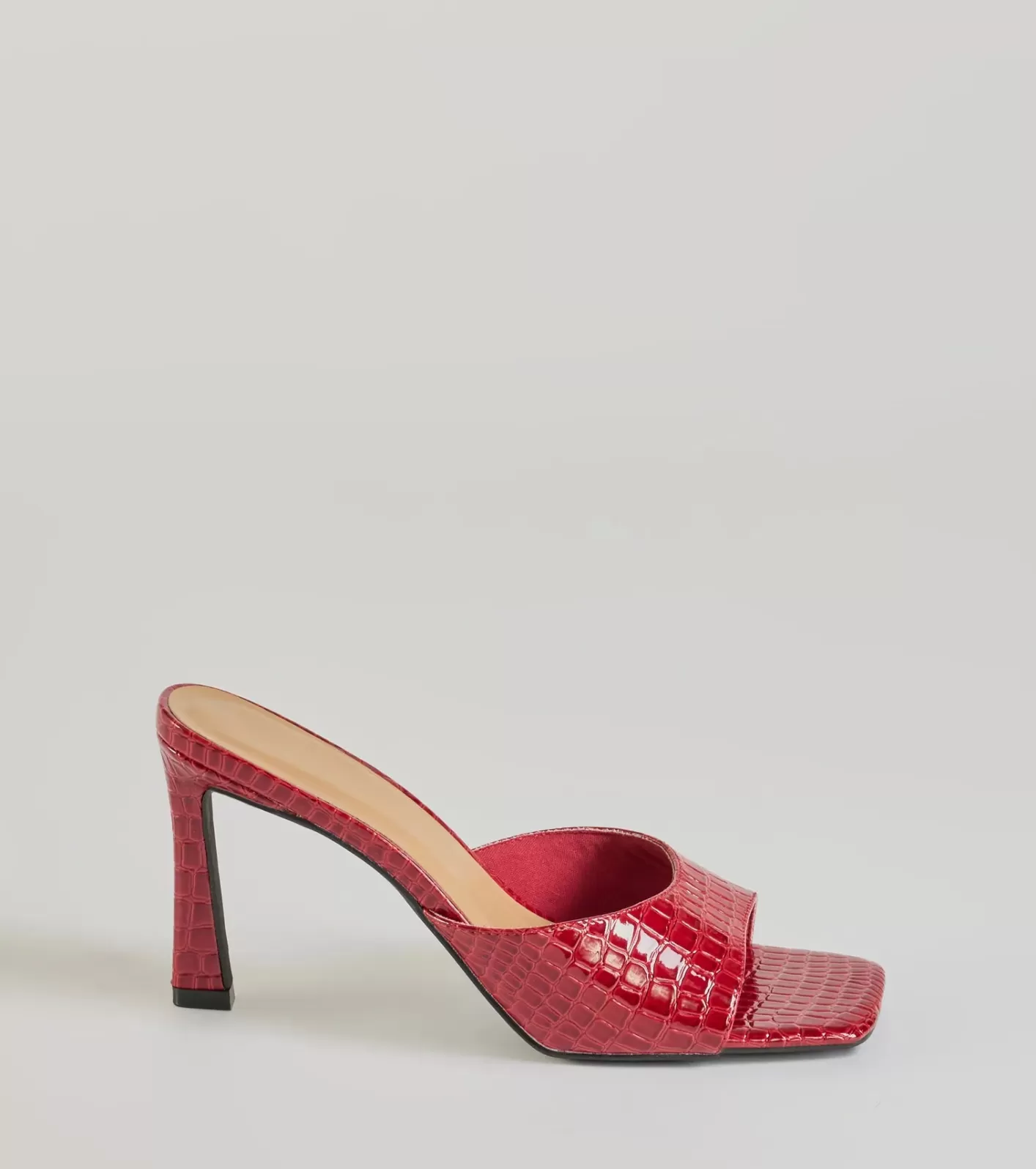 Windsor Wildly Sophisticated Faux Croc-Embossed Stiletto Mules RED Discount