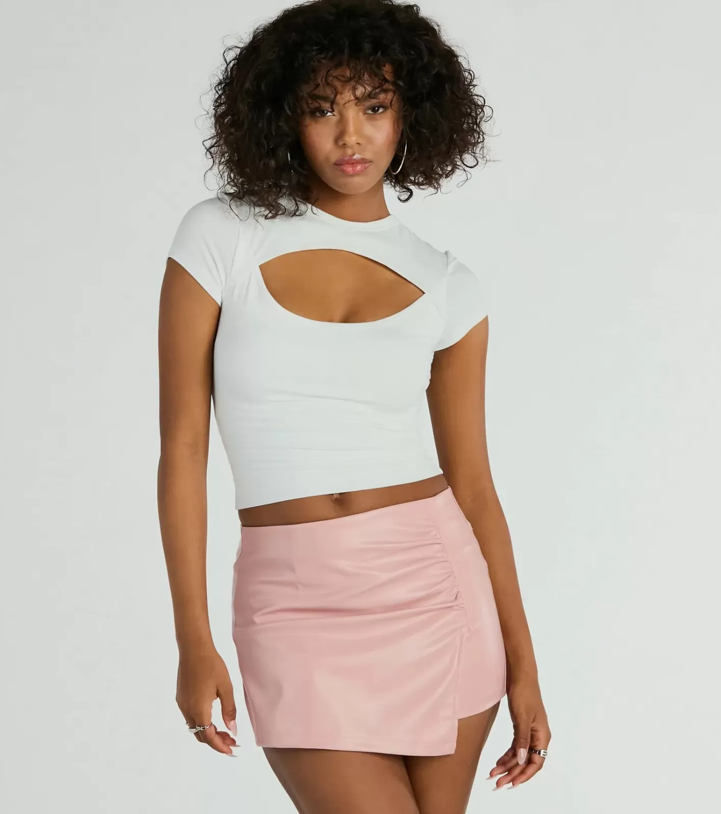 Windsor Worth It Faux Leather Mini Skort PINK Flash Sale