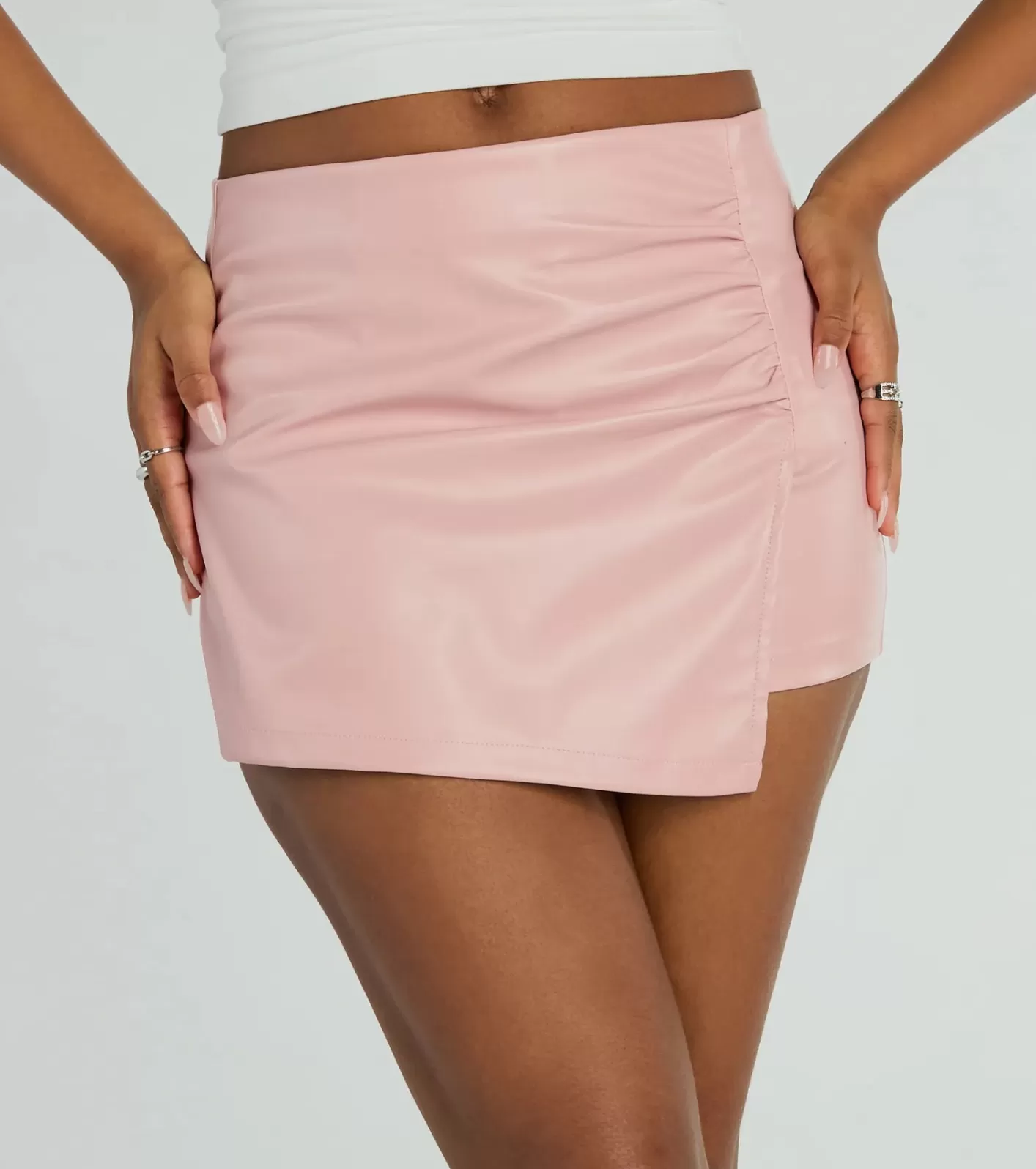 Windsor Worth It Faux Leather Mini Skort PINK Flash Sale