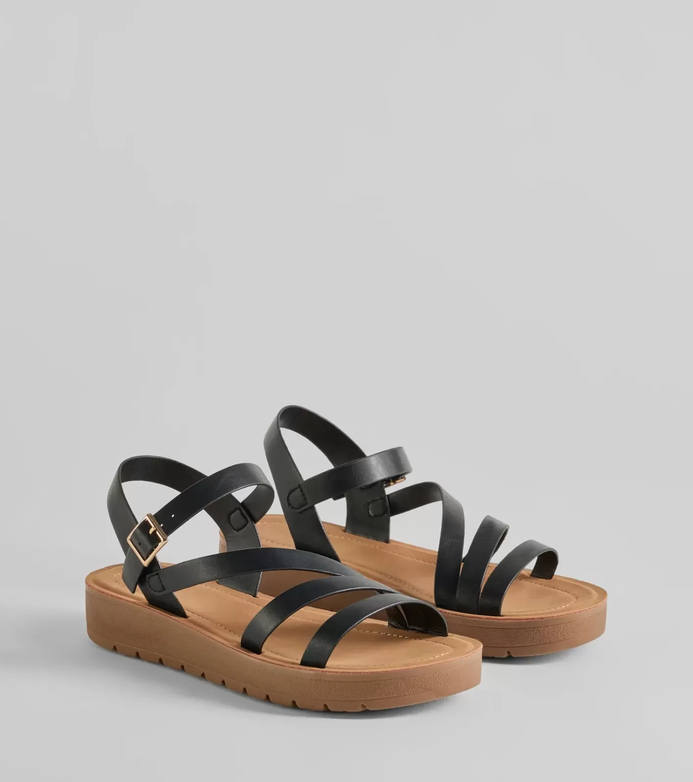 Windsor Wrap Around The Block Strappy Platform Sandals BLACK Cheap